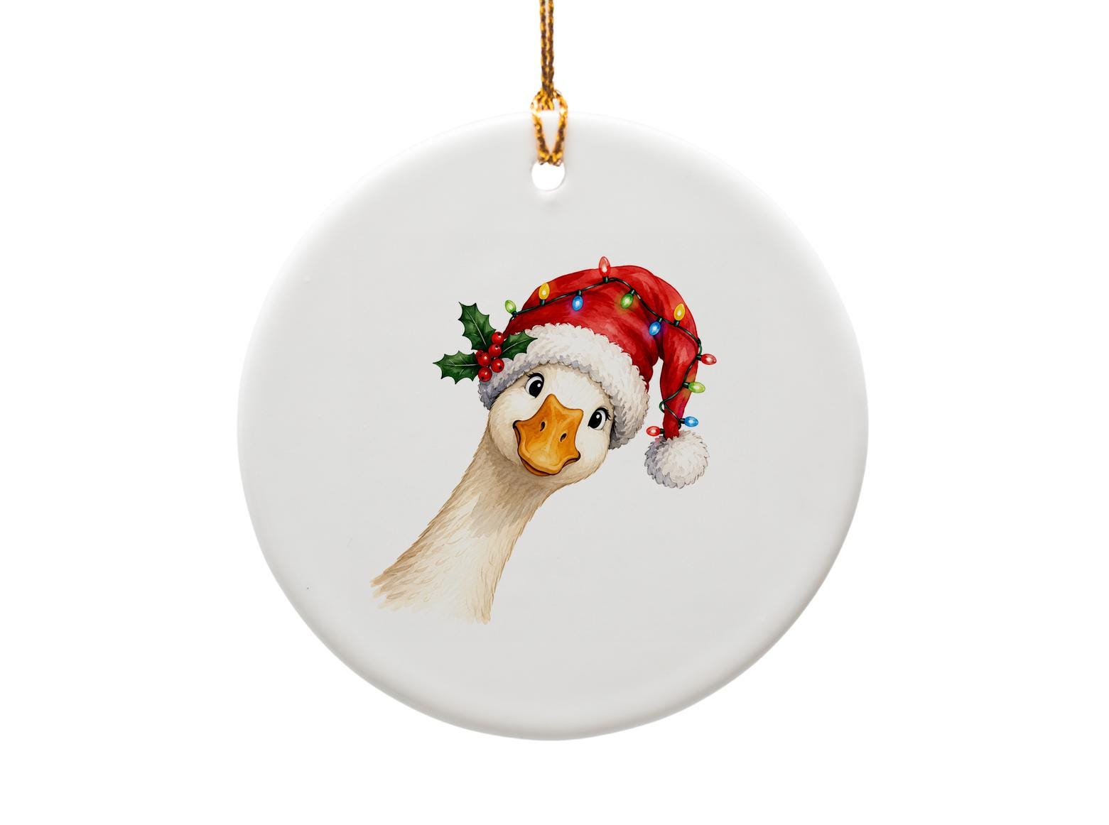 Goose Christmas Ornament Cute Animal Holiday Decor Santa Hat Lights Festive Tree Decoration Funny Gift For Bird Lover O1812