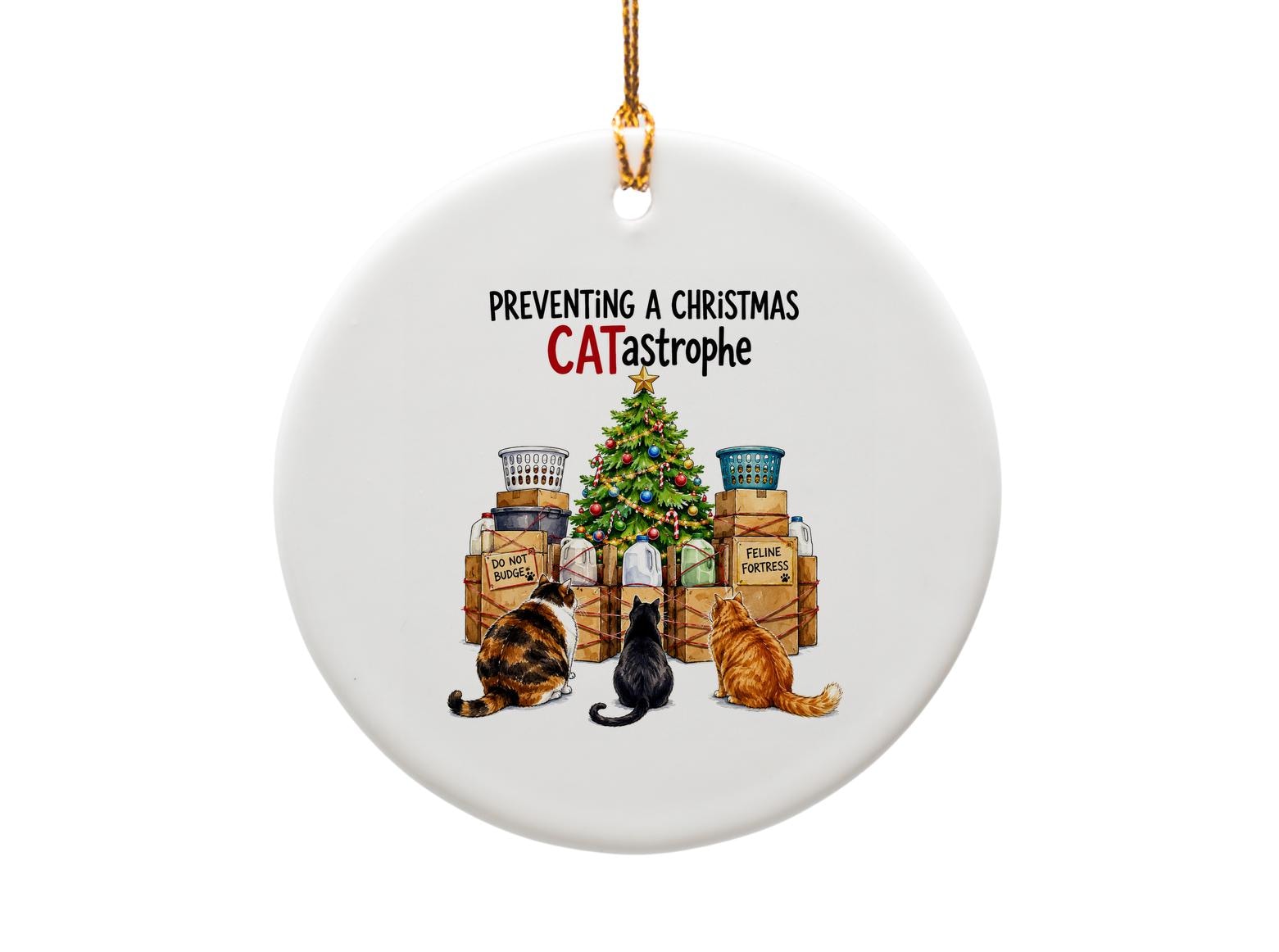 Preventing A Christmas Catastrophe Funny Cat Ornament Christmas Tree Decoration Cat Lover Gift Cute Holiday Decor O1823