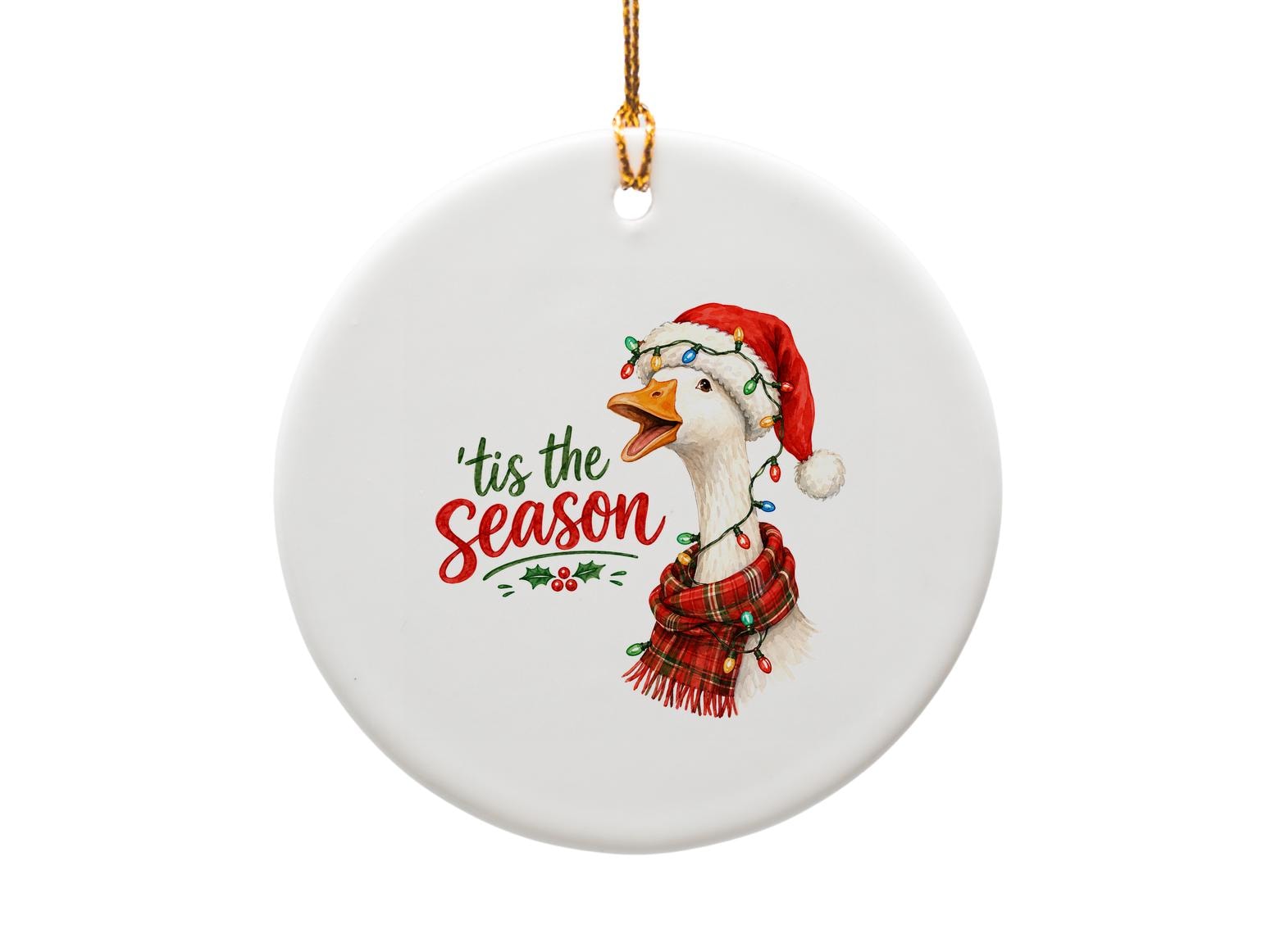 Tis The Season Christmas Ornament Goose With Santa Hat Holiday Decor Cute Animal Ornament Festive Home Decoration O1822