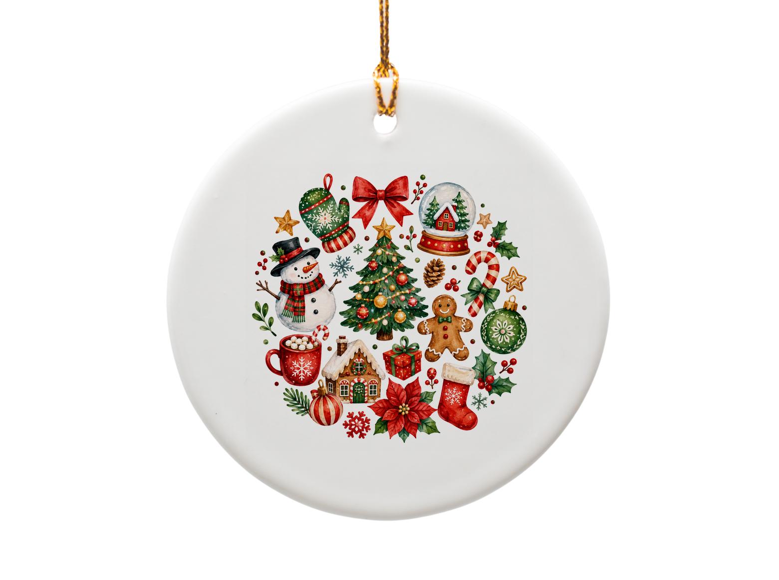 Christmas Ornament Festive Holiday Decor Snowman Tree Gingerbread House Gift Winter Decoration For Home O1830