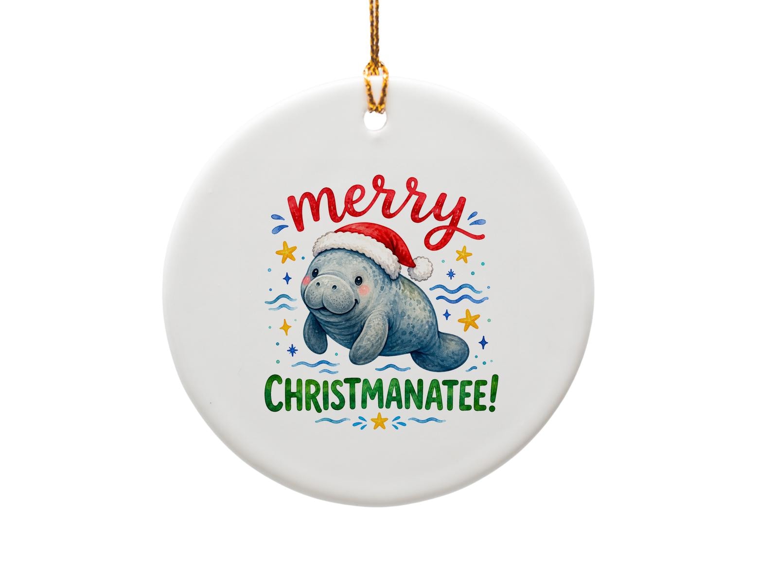 Merry Christmanatee! Christmas Ornament Cute Manatee With Santa Hat Holiday Decor For Animal Lovers Fun Xmas Gift O1833