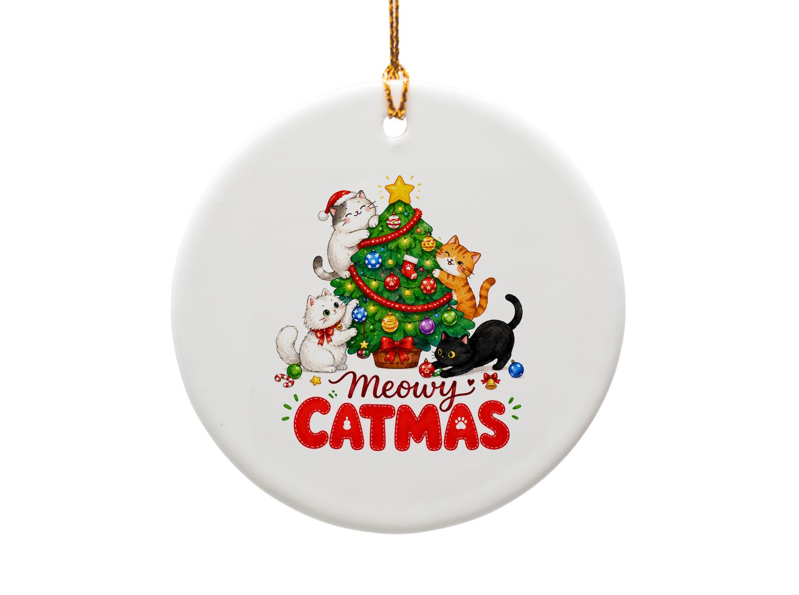 Meowy Catmas Christmas Ornament Cute Cat Lovers Holiday Decor Festive Tree Decoration Gift For Cat Owners O1831
