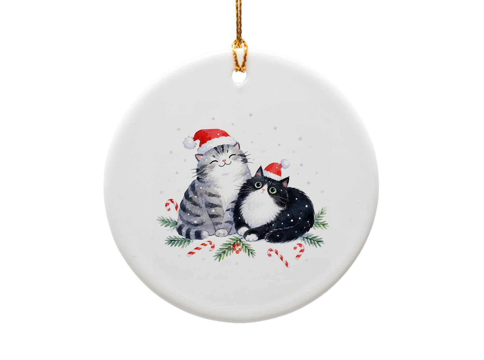 Cats In Santa Hats Christmas Ornament Cute Holiday Decor For Cat Lovers Festive Feline Ornament Gift For Her Or Him O1834