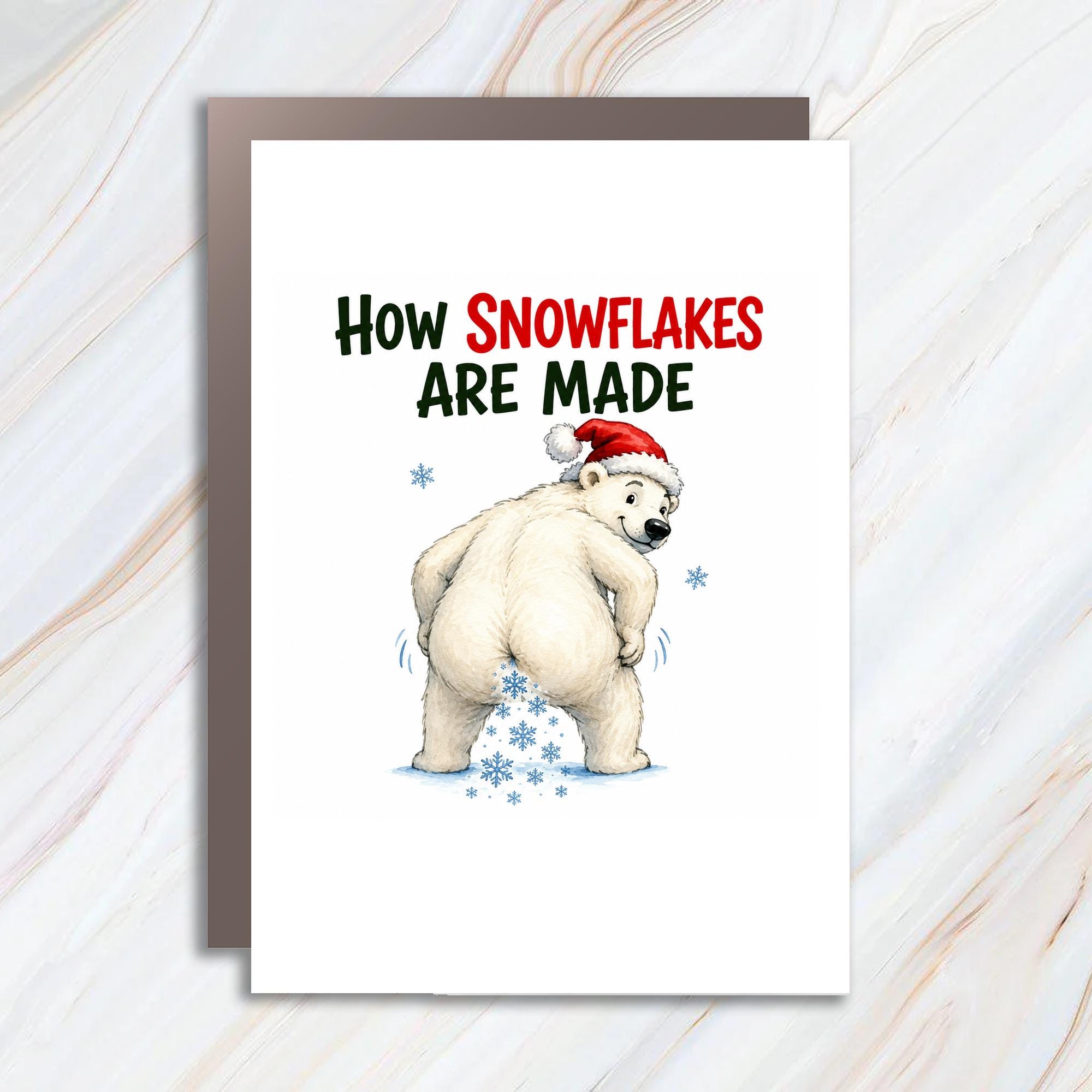 How Snowflakes Are Made Funny Christmas Card Polar Bear Santa Hat Holiday Greeting Card For Friends Family C1852