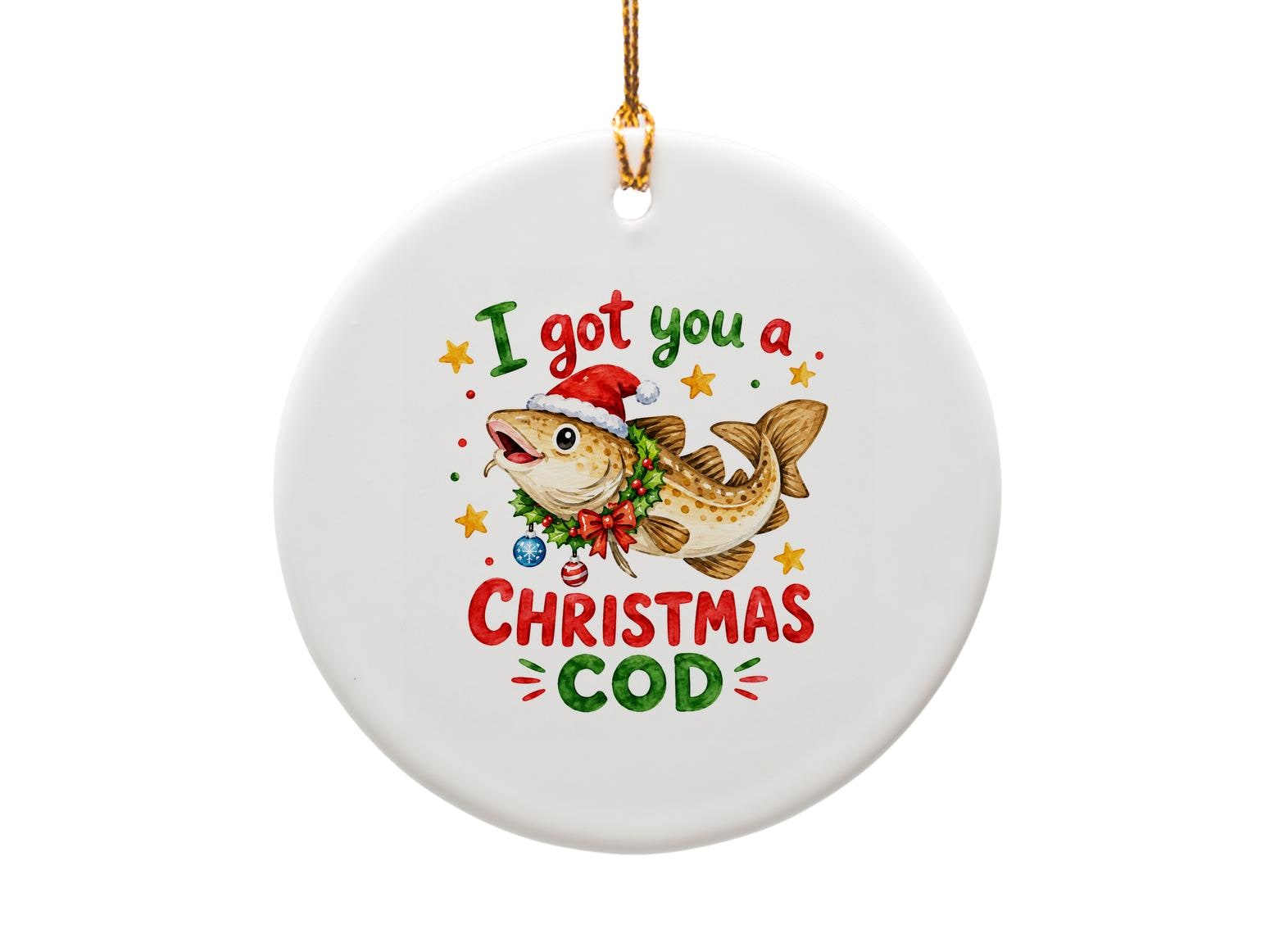 I Got You A Christmas Cod Funny Christmas Card Fish With Santa Hat Holiday Greeting Card For Him Her Cute Xmas Card C1846