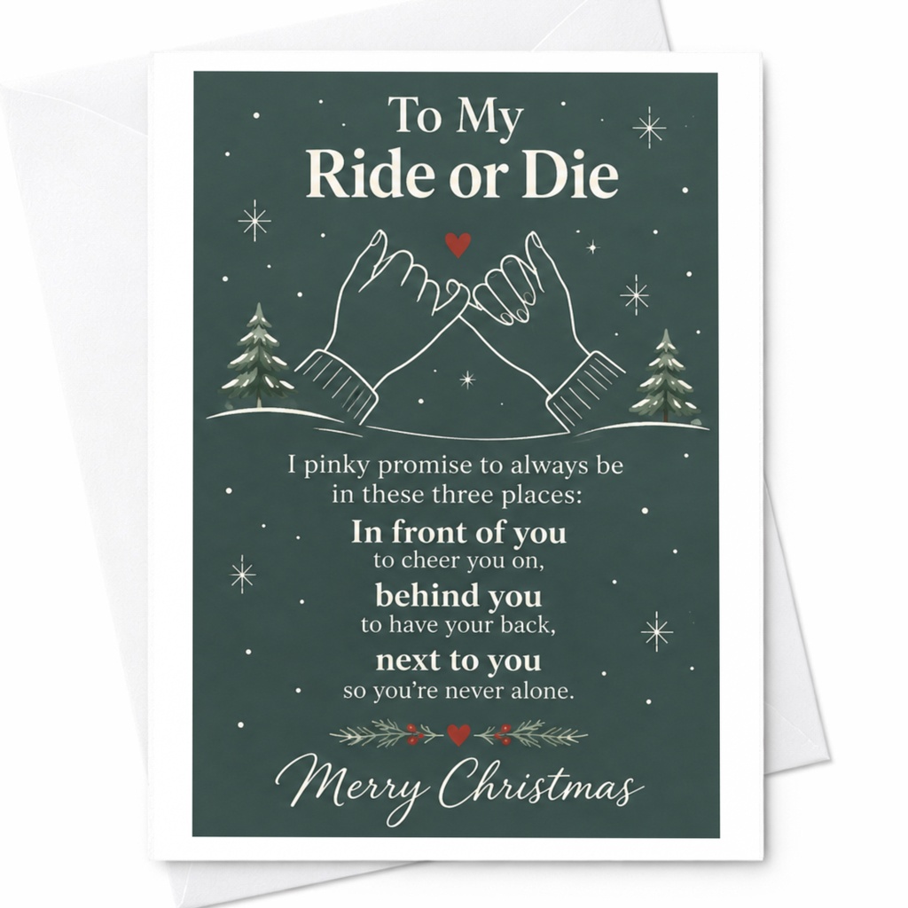 To My Ride Or Die Merry Christmas Card Pinky Promise Holiday Greeting Card For Friend Cute Christmas Card C7272