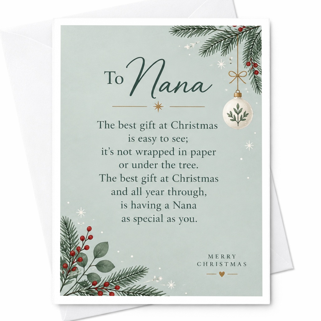 To Nana The Best Gift At Christmas Card Merry Christmas Card For Nana Holiday Greeting Card Special Nana Christmas Card C7278