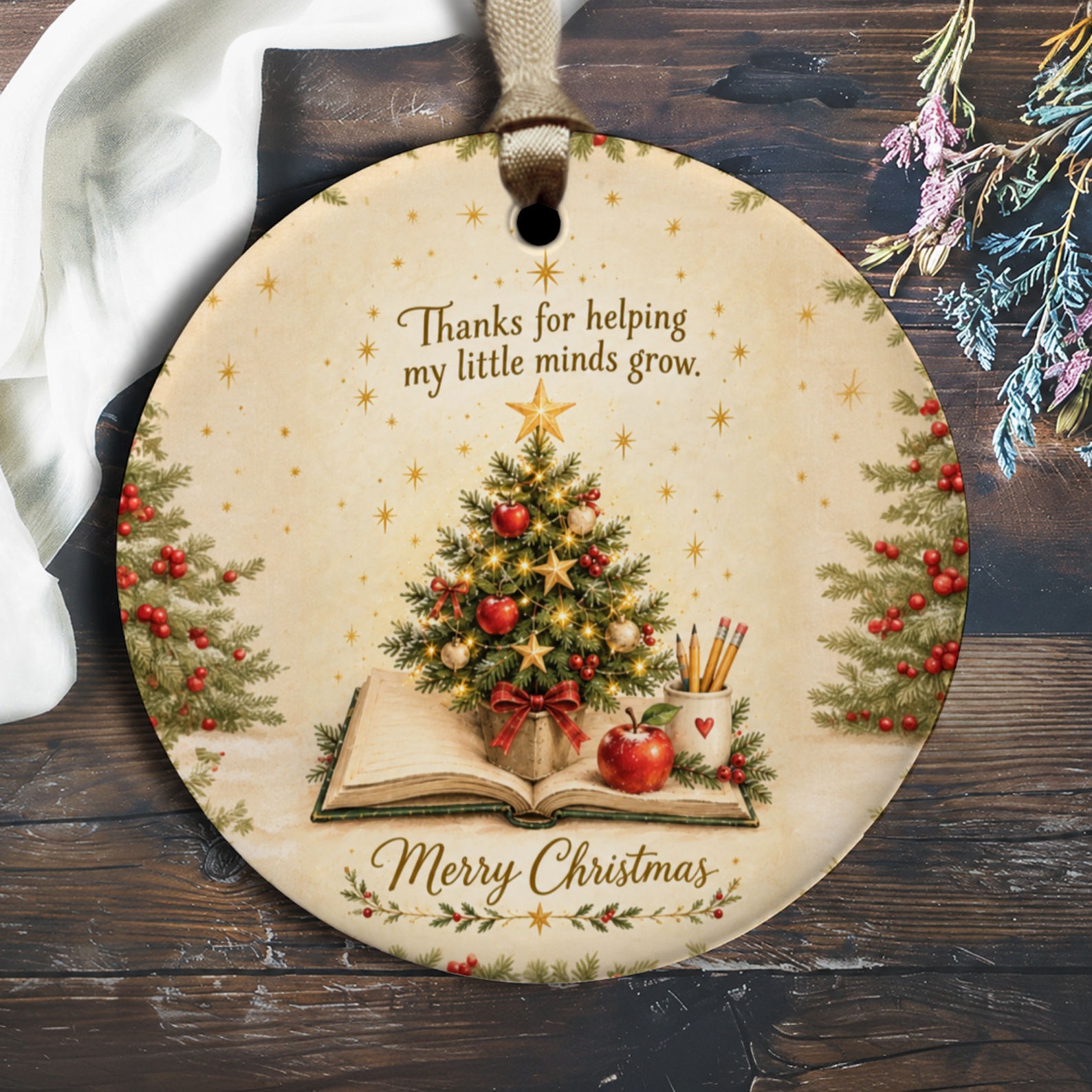 Thanks For Helping My Little Minds Grow Merry Christmas Ornament Teacher Appreciation Holiday Gift Tree Decoration O3003