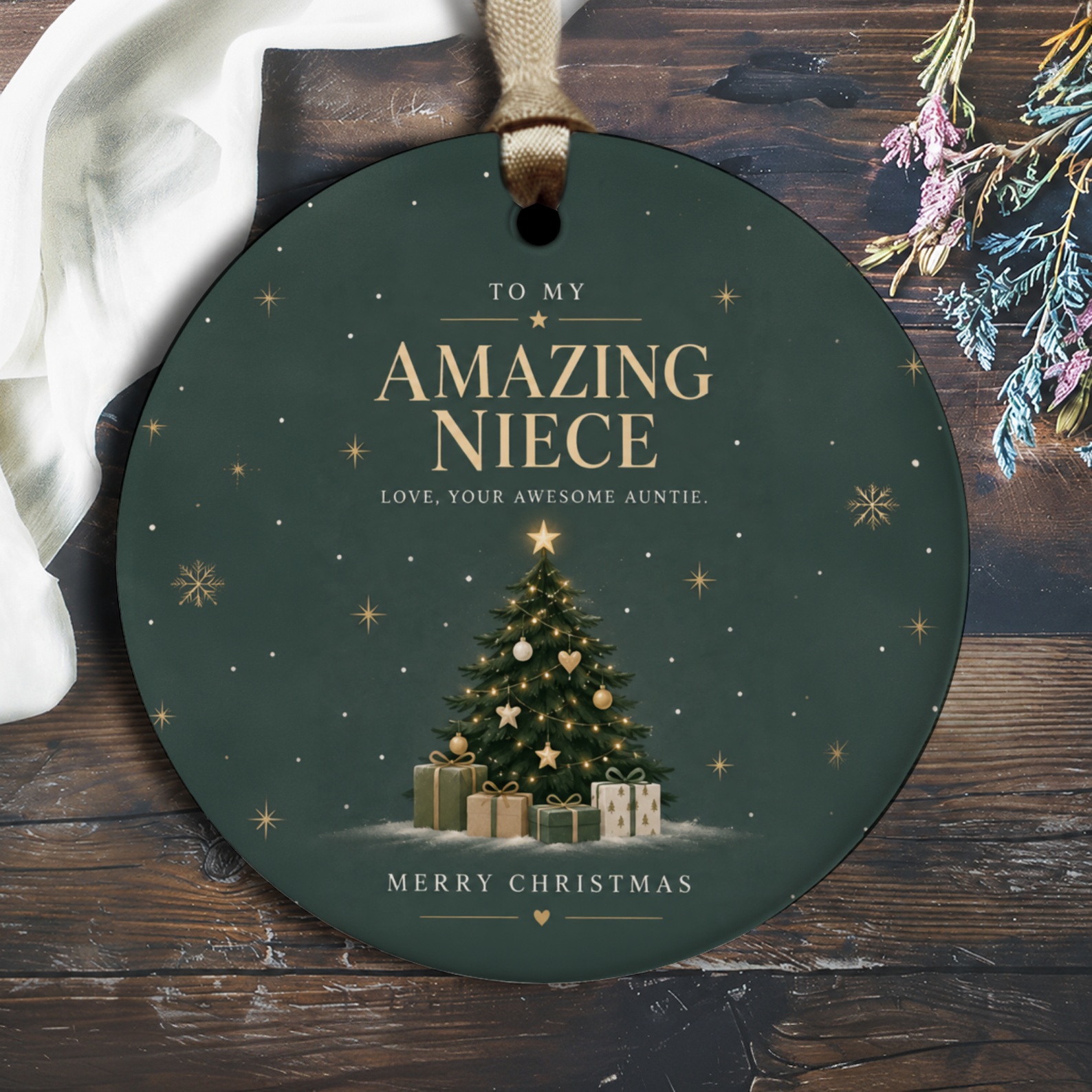 To My Amazing Niece Christmas Ornament Love Your Awesome Auntie Merry Christmas Tree Gift For Niece Holiday Decor O3018