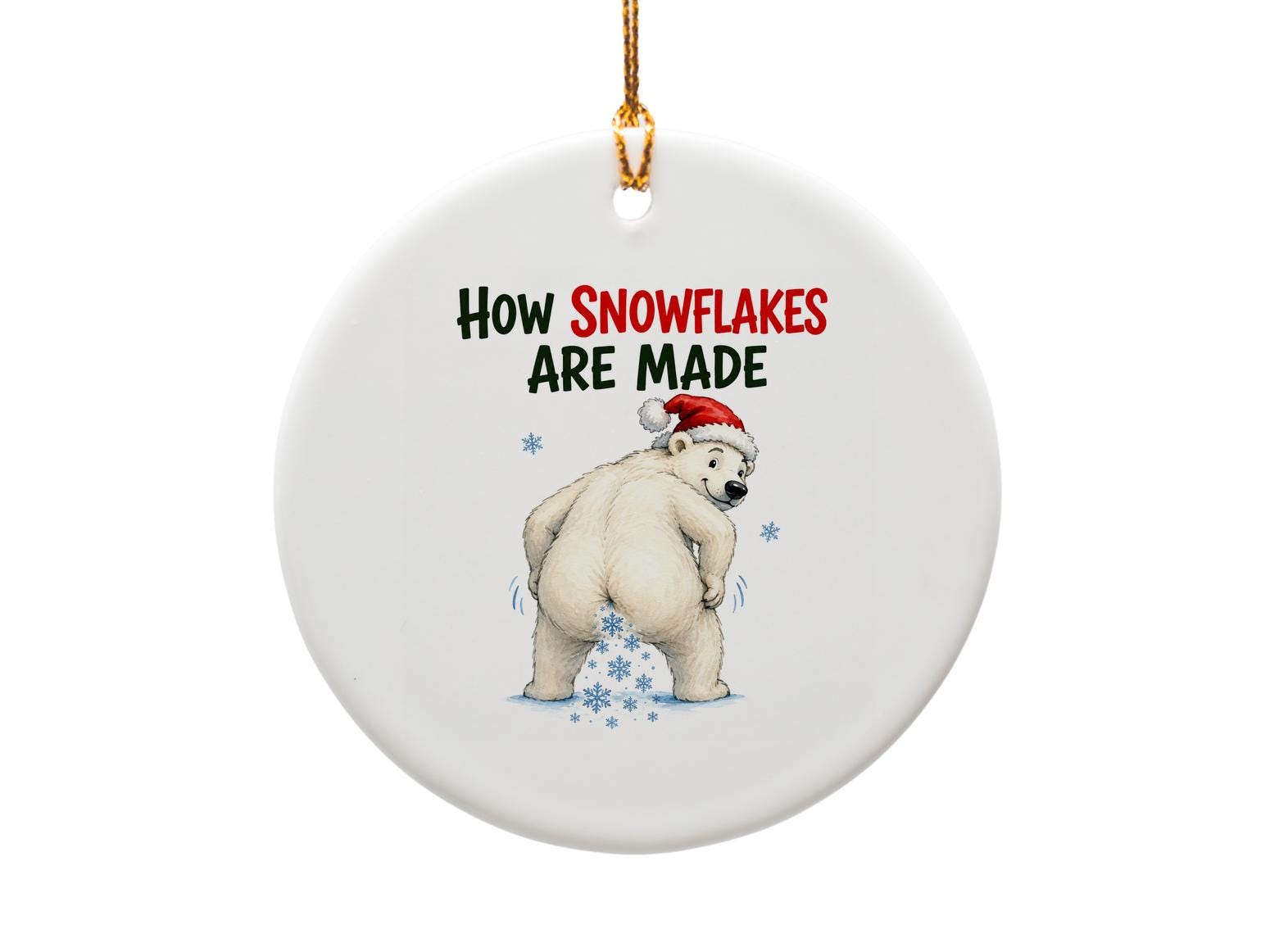 How Snowflakes Are Made Funny Christmas Ornament Polar Bear Santa Hat Holiday Decor Cute Winter Decoration O1852