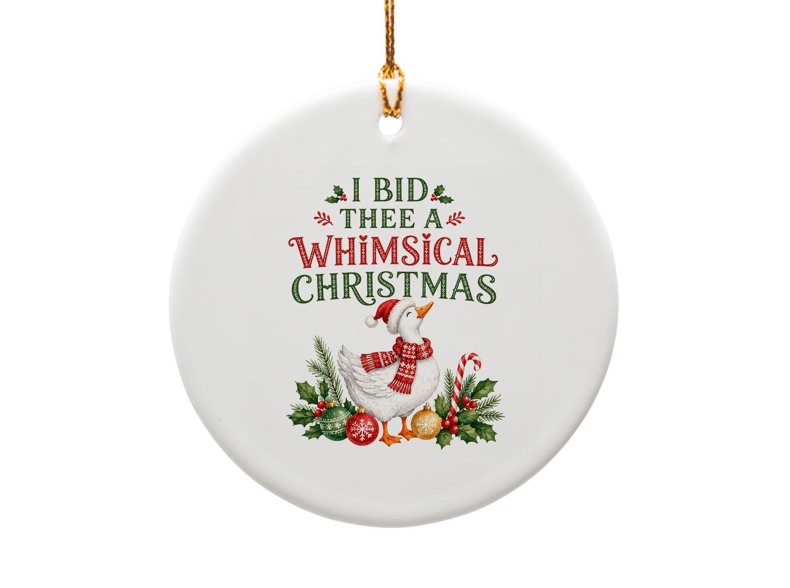I Bid Thee A Whimsical Christmas Ornament Funny Holiday Goose Decoration Festive Xmas Tree Decor Cute Animal Christmas Ornament O1853