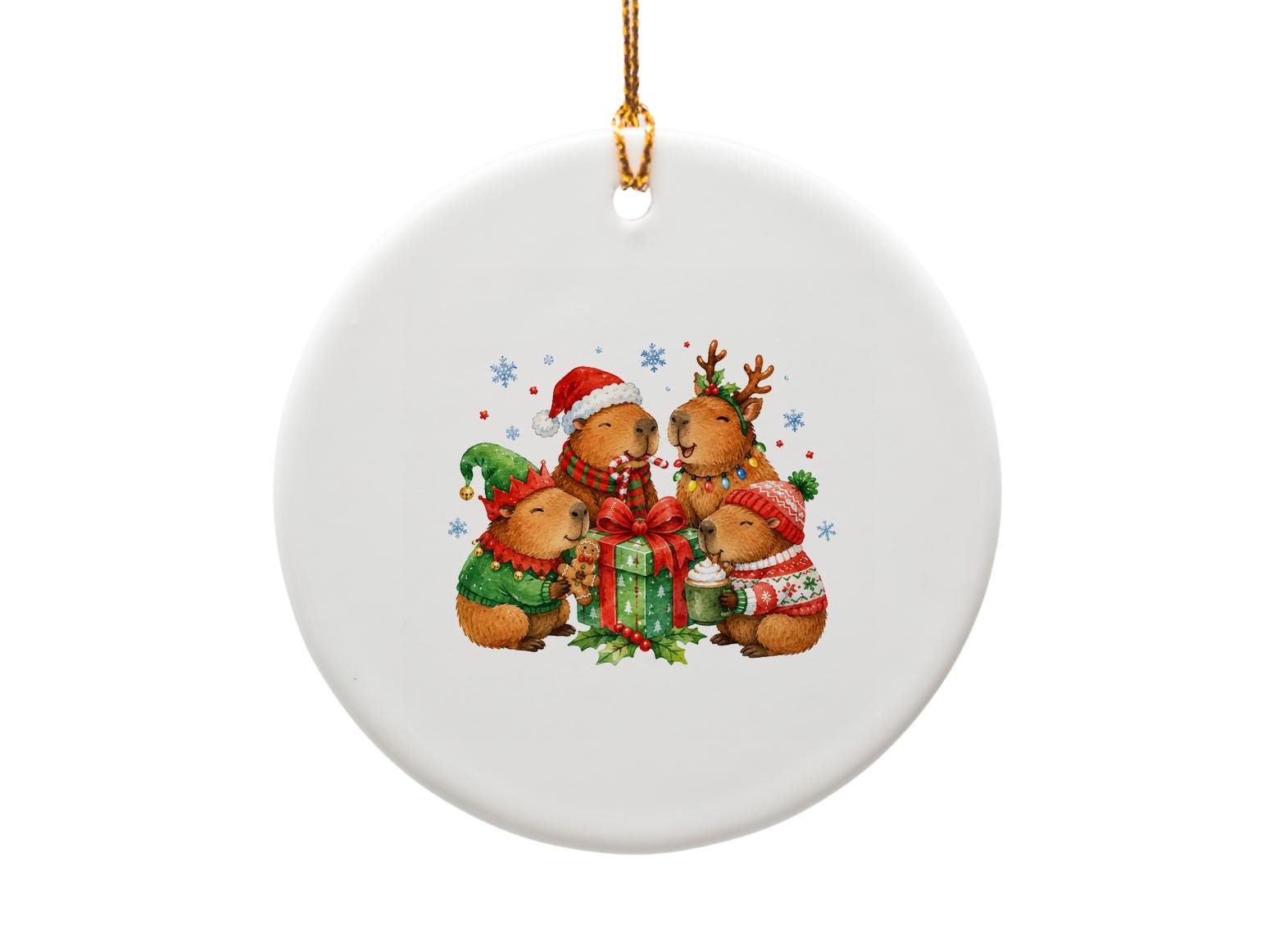 Festive Capybara Christmas Ornament Cute Holiday Decor Animal Lover Gift Winter Wonderland Ornament Xmas Tree Decoration O1844