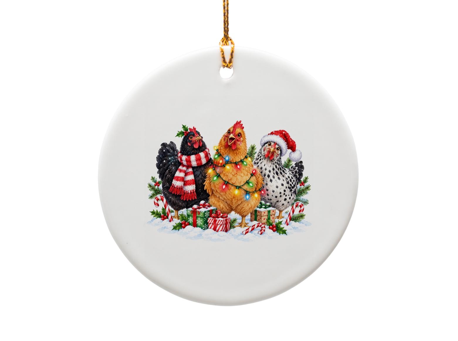 Festive Chicken Christmas Ornament Holiday Decor Cute Farm Animal Ornament Gift For Chicken Lover Xmas Tree Decoration O1874