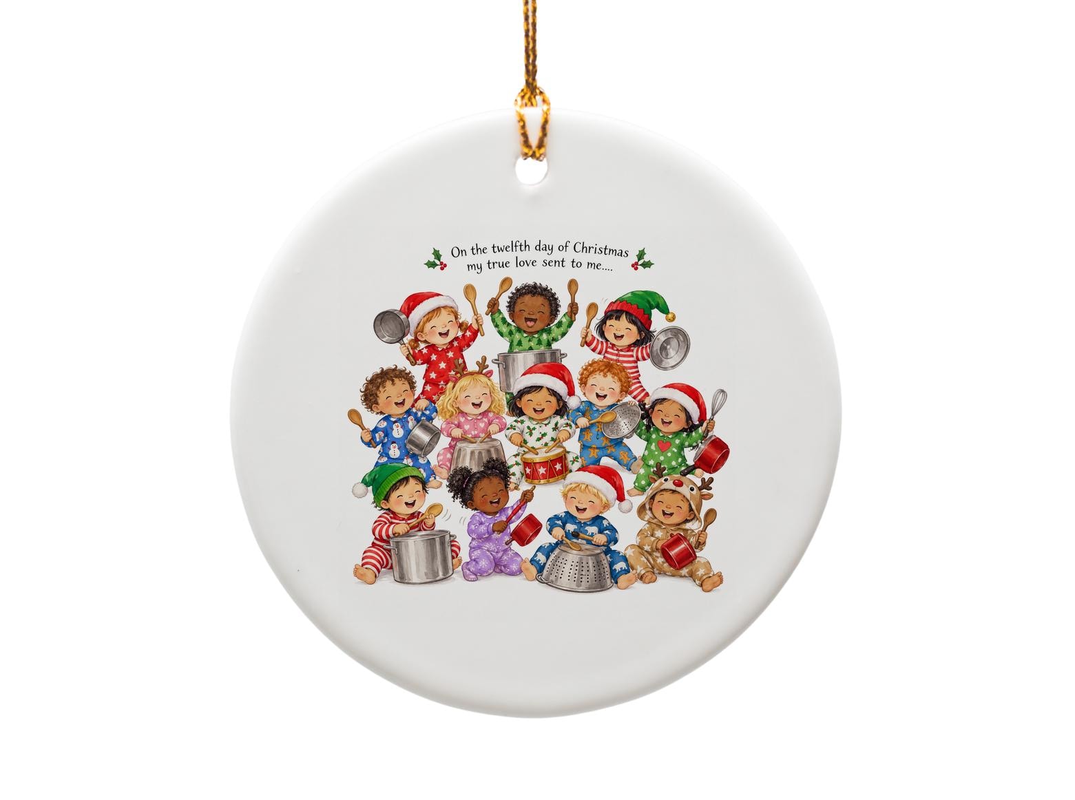 On The Twelfth Day Of Christmas Ornament Festive Holiday Decor Cute Kids Playing Instruments Christmas Tree Decoration O1865