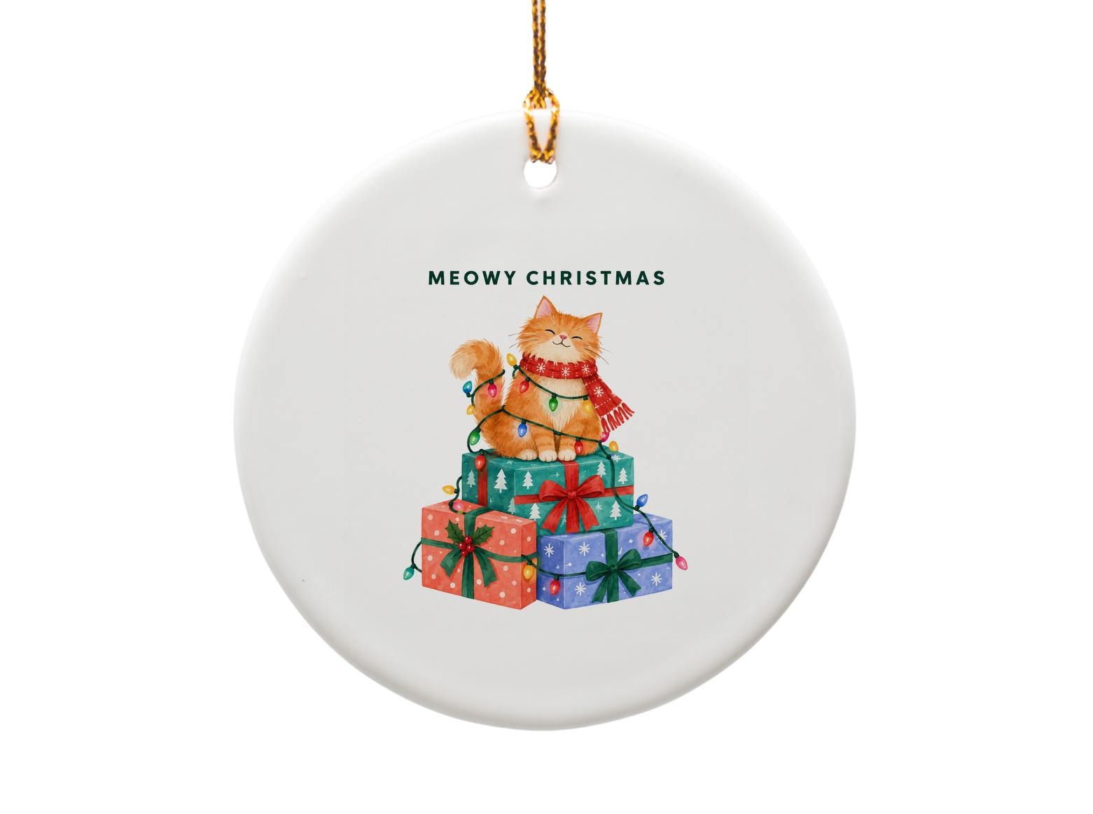 Meowy Christmas Cat Ornament Cute Holiday Decor Christmas Tree Decoration Gift For Cat Lover Festive Kitty Ornament O1879