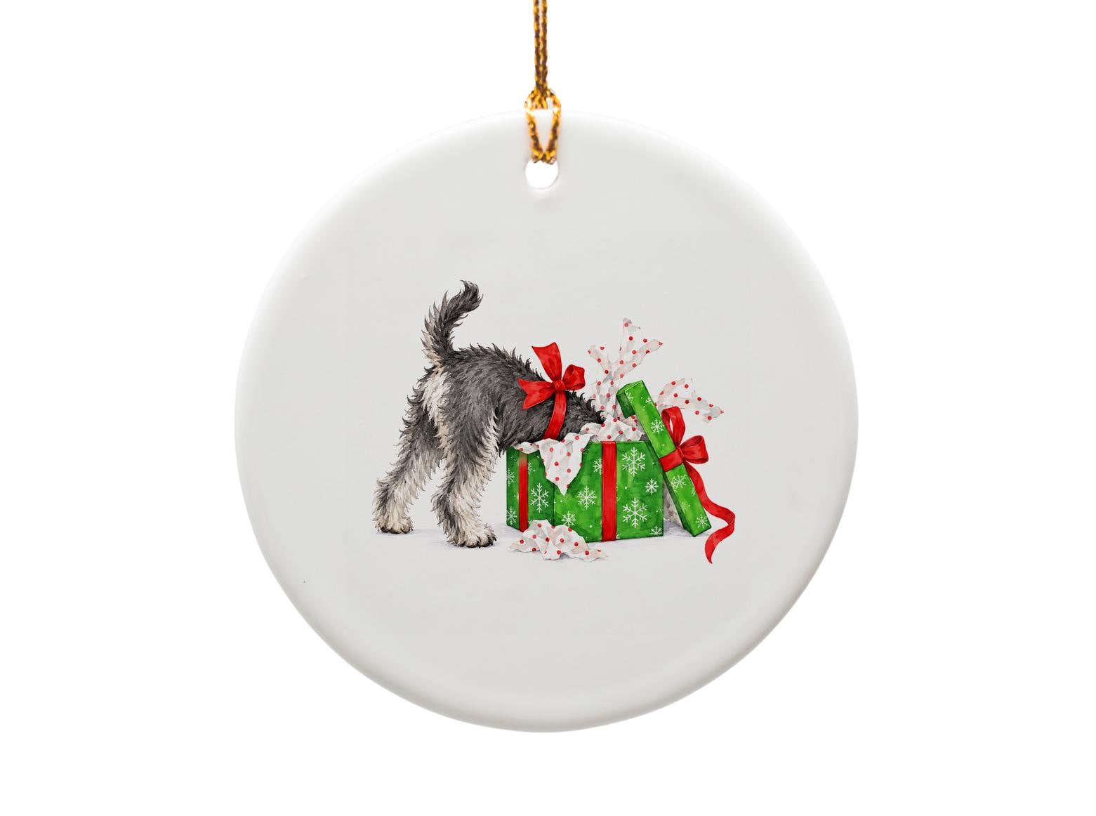 Dog Christmas Ornament Cute Holiday Decor Gift Box For Pet Lovers Festive Tree Decoration Animal Lover Ornament O1882