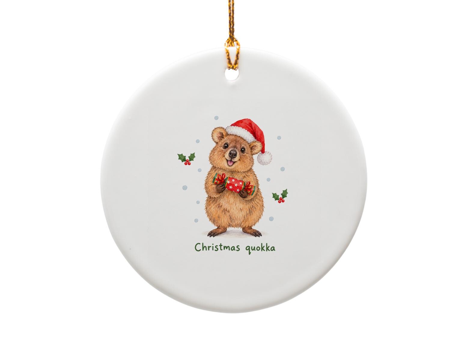 Christmas Quokka Ornament Cute Animal Christmas Decoration Quokka With Santa Hat Holiday Decor Gift For Animal Lover O1883
