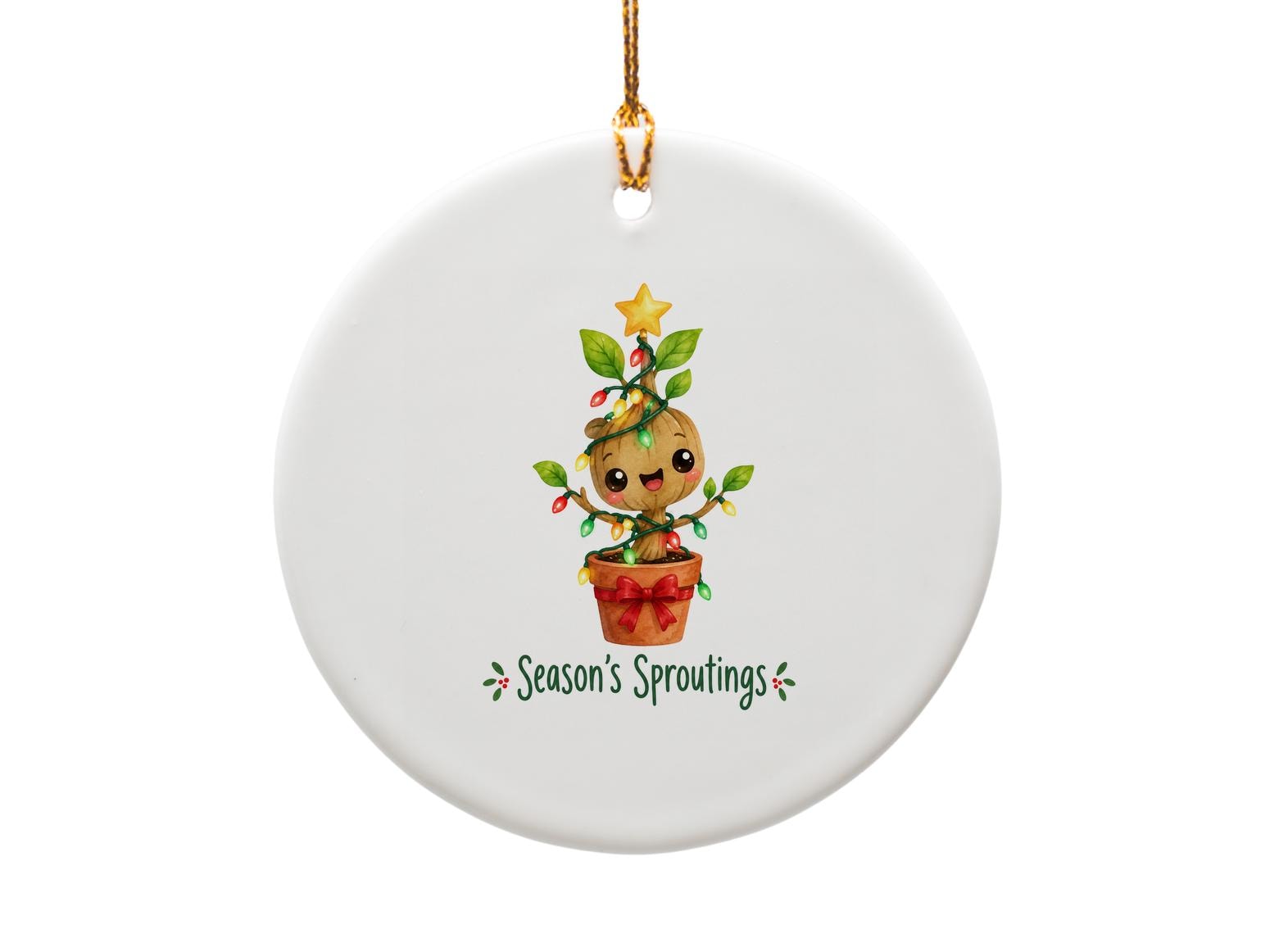 Season's Sproutings Christmas Ornament Cute Plant With Lights Holiday Decor Gift For Plant Lovers Festive Tree Decoration O1885