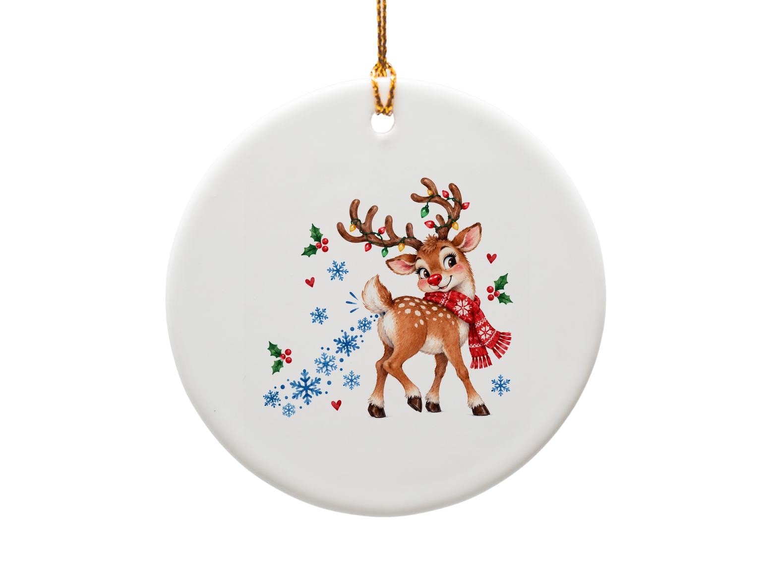 Cute Reindeer With Scarf Christmas Ornament Holiday Decor Festive Deer Ornament Winter Decoration For Tree O1886