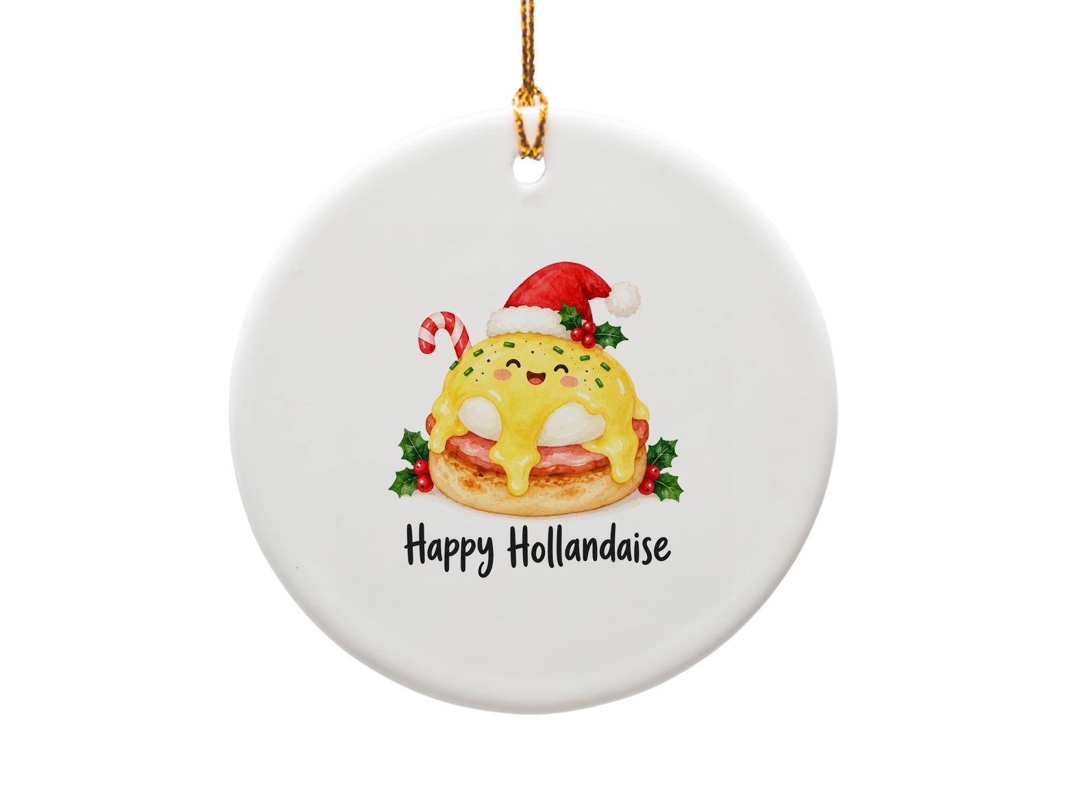 Happy Hollandaise Christmas Ornament Cute Holiday Breakfast Decor Funny Xmas Gift Kitchen Decor Foodie Ornament O1891