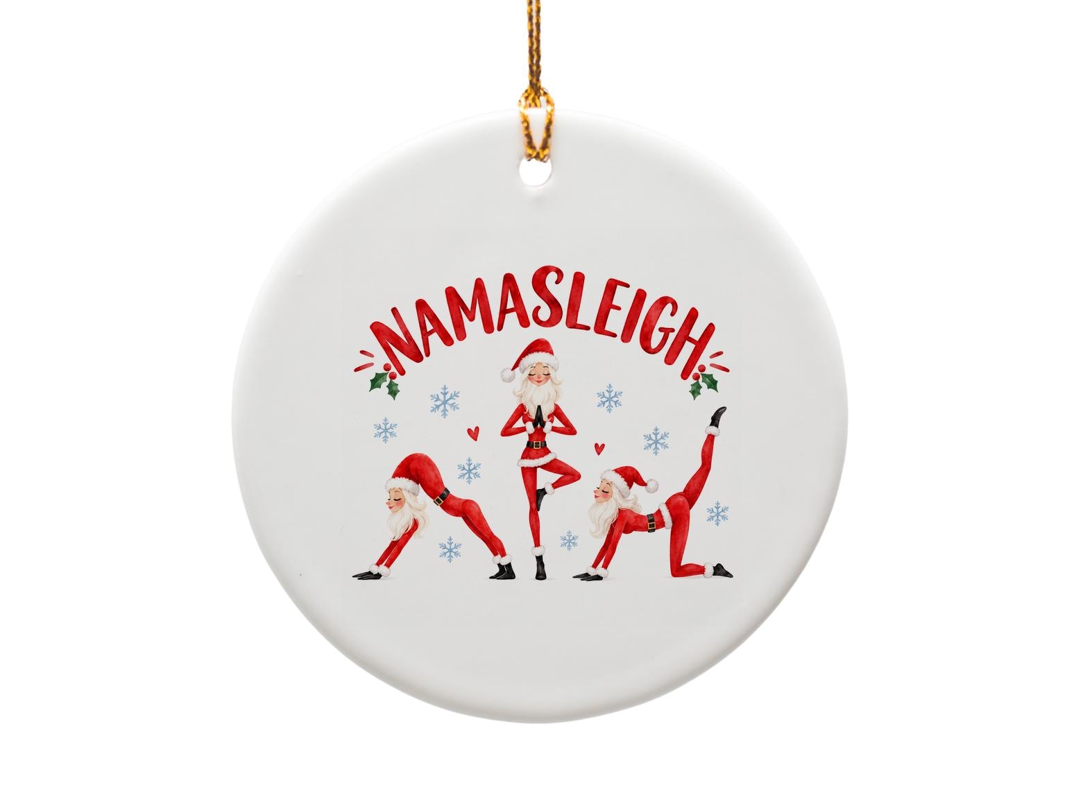 Namasleigh Funny Christmas Ornament Santa Yoga Poses Holiday Decor Cute Gift For Yoga Lover Festive Home Decoration O1892