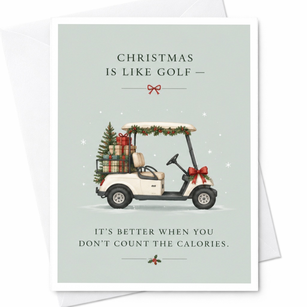 Christmas Is Like Golf — It's Better When You Don't Count The Calories. Funny Christmas Card Golf Lover Holiday Greeting C7354