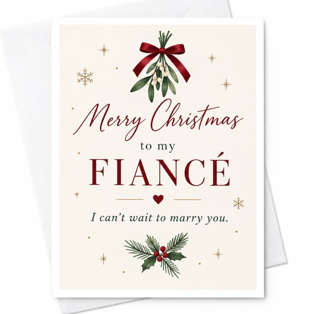 Merry Christmas To My Fiancé I Can’t Wait To Marry You Christmas Card Romantic Holiday Greeting For Fiance Festive Love Card C7367