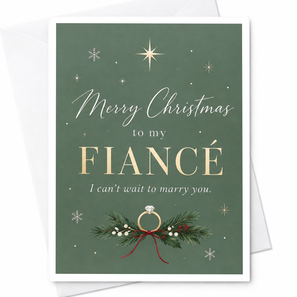 Merry Christmas To My Fiancé I Can't Wait To Marry You Christmas Card Romantic Holiday Greeting For Fiance Engagement C7368