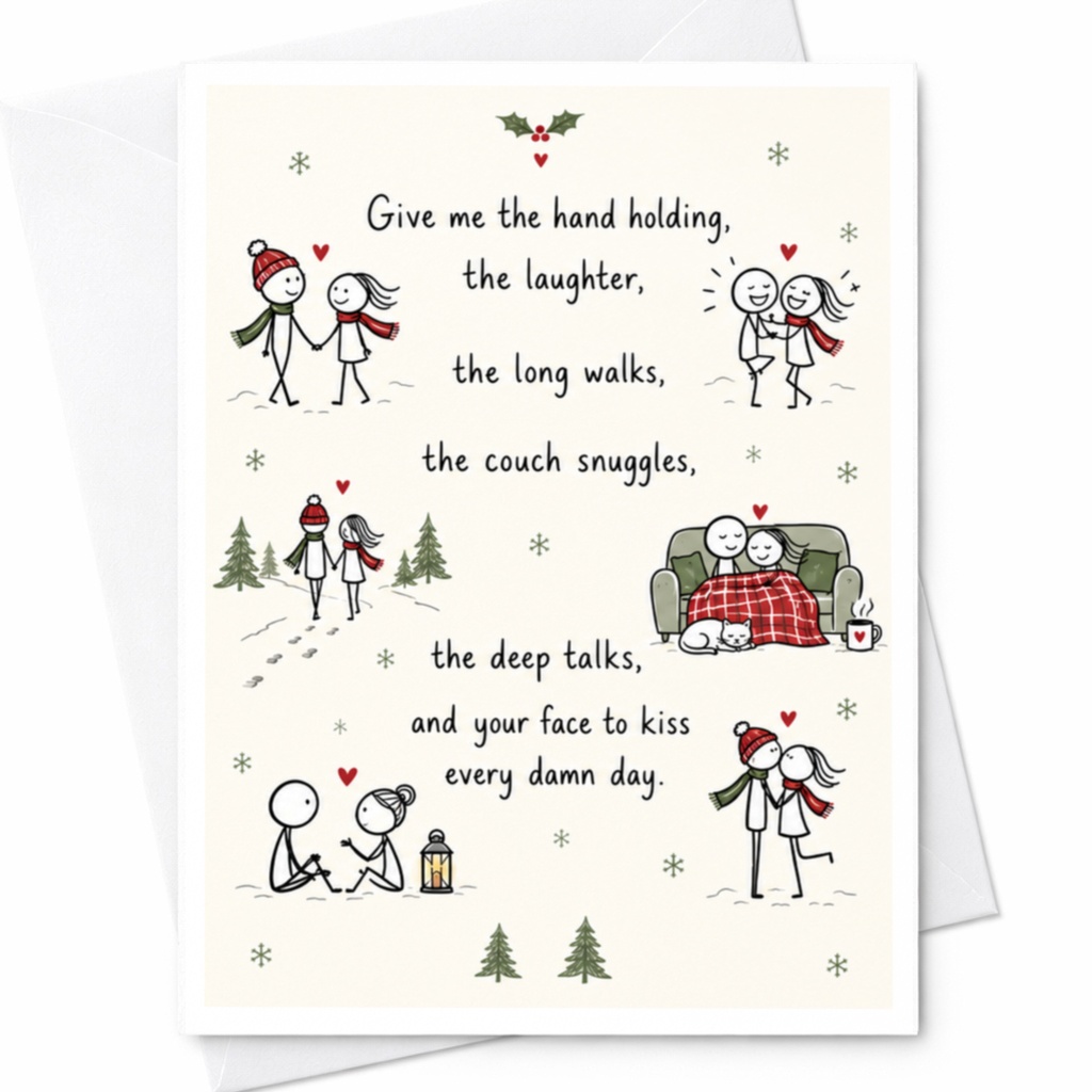 Give Me The Hand Holding Romantic Greeting Card Cute Couple Love Card Winter Theme Anniversary Card For Him Her C7391