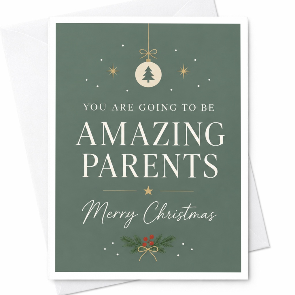 You Are Going To Be Amazing Parents Merry Christmas Card New Parents Announcement Holiday Greeting Card Expecting Couple C7414