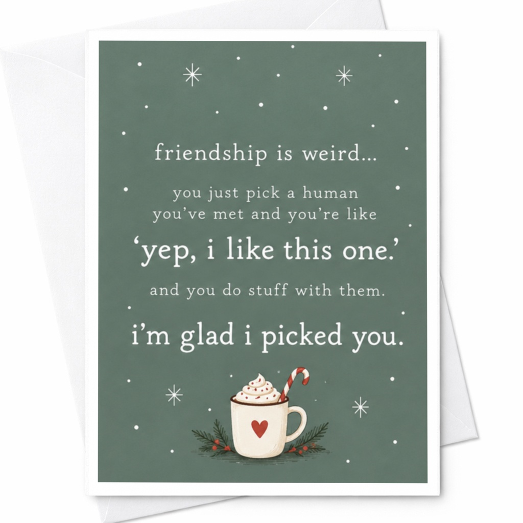 Friendship Is Weird... Funny Friendship Card Cute Mug With Heart And Candy Cane Best Friend Card For Him Or Her C7418