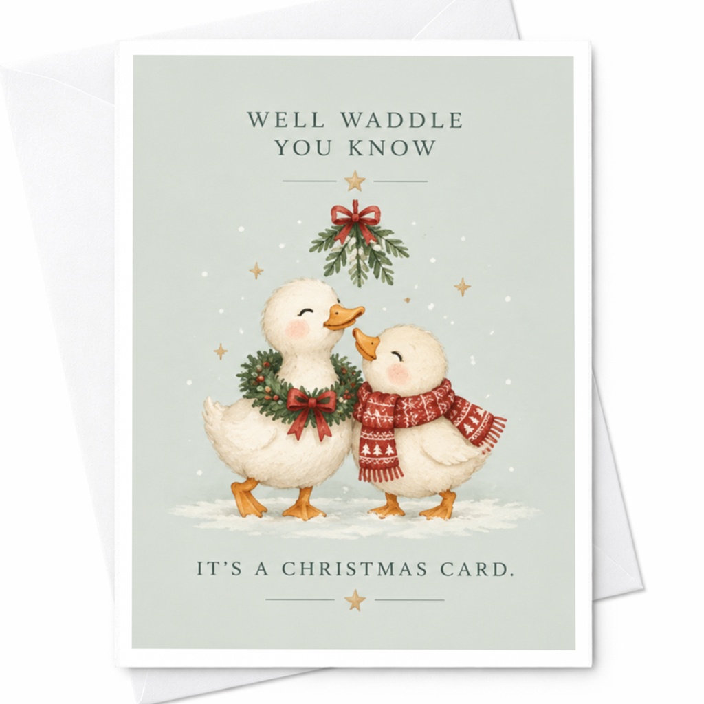 Well Waddle You Know It's A Christmas Card Cute Ducks Christmas Card Holiday Greeting Card For Animal Lover Festive Card C7382