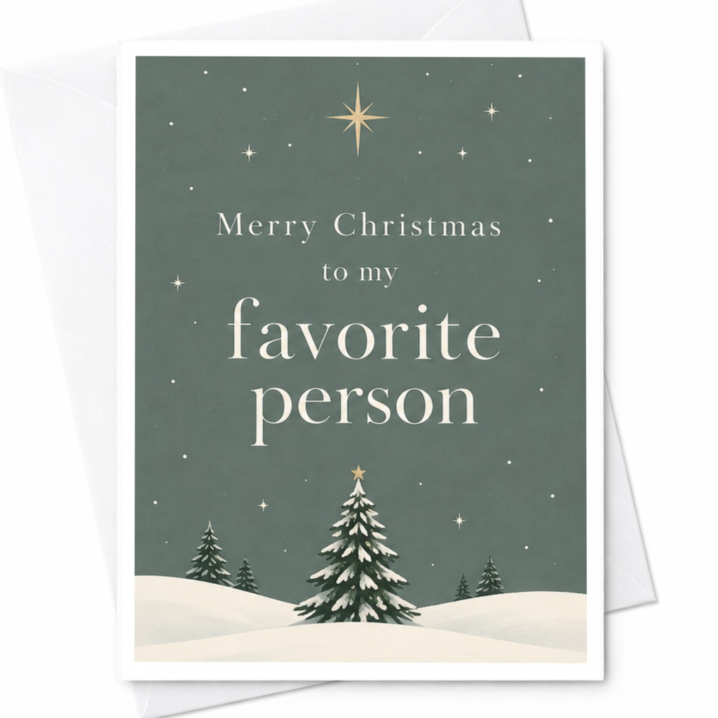 Merry Christmas To My Favorite Person Christmas Card Holiday Greeting Card For Loved One Festive Winter Scene C7422