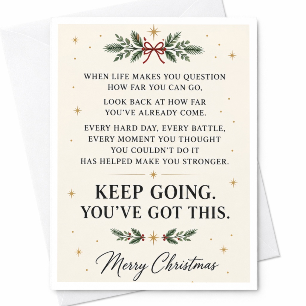 When Life Makes You Question How Far You Can Go Christmas Card Motivational Holiday Greeting Keep Going You've Got This C7442