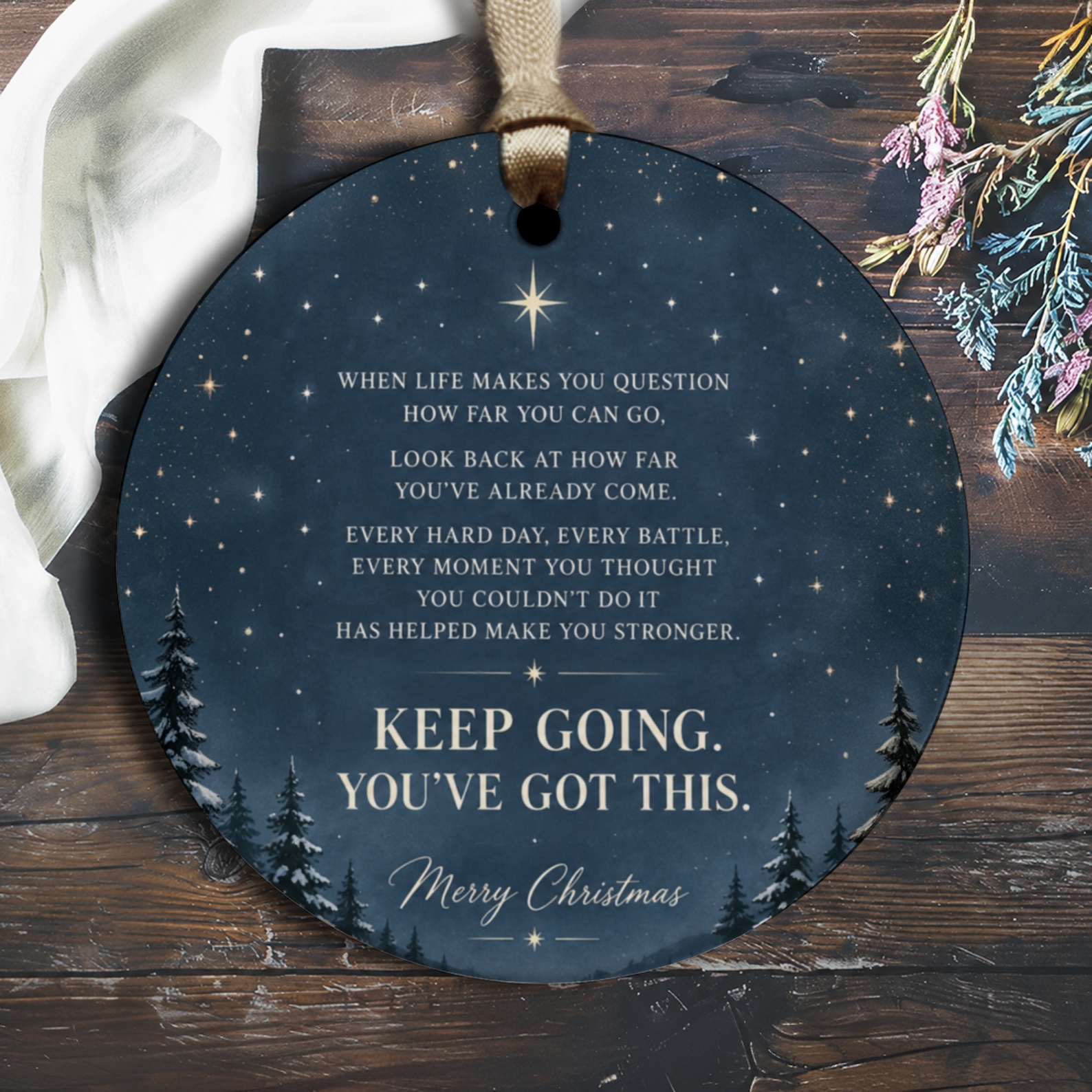 Keep Going You've Got This Christmas Ornament Motivational Starry Night Decor Inspirational Holiday Gift O3065
