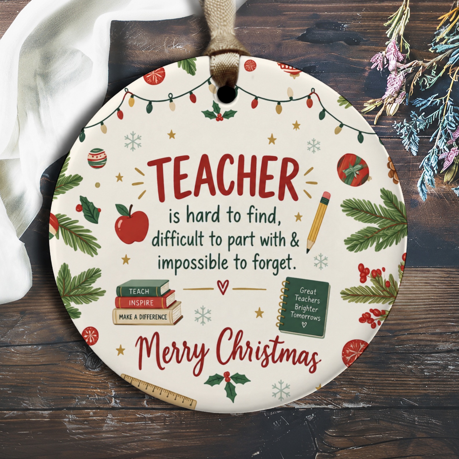 Teacher Is Hard To Find Christmas Ornament Teacher Appreciation Gift Holiday Decor Merry Christmas Ornament O3076