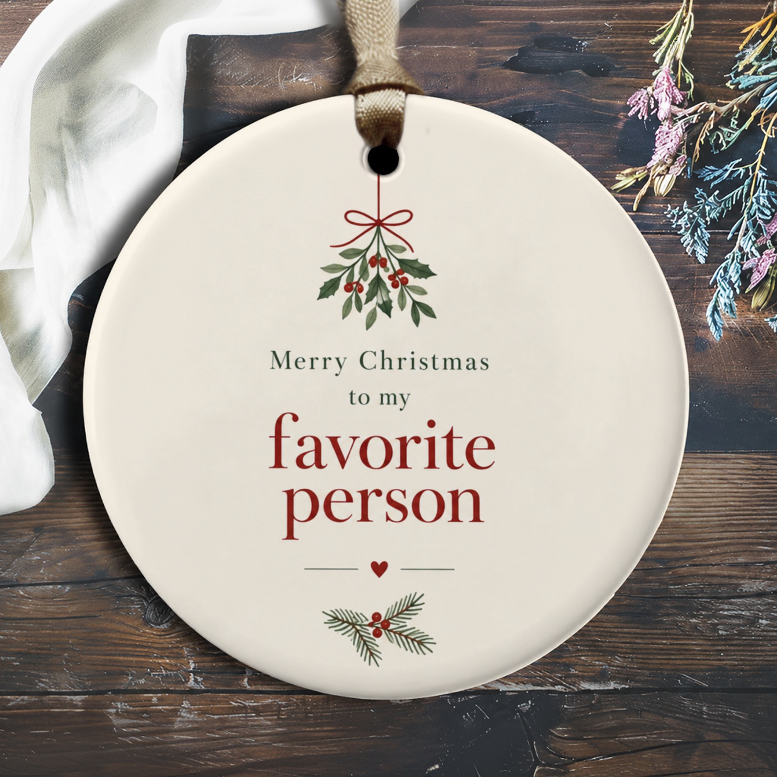 Merry Christmas To My Favorite Person Ornament Holiday Decoration Gift For Loved One Festive Christmas Tree Ornament O3087