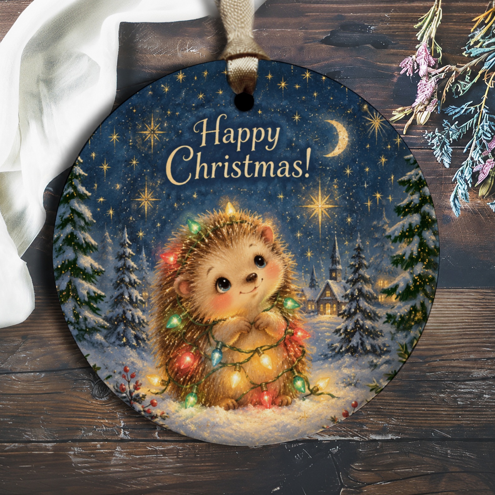 Happy Christmas! Cute Hedgehog Ornament Christmas Tree Decoration Festive Holiday Decor Adorable Animal Ornament Gift O3123