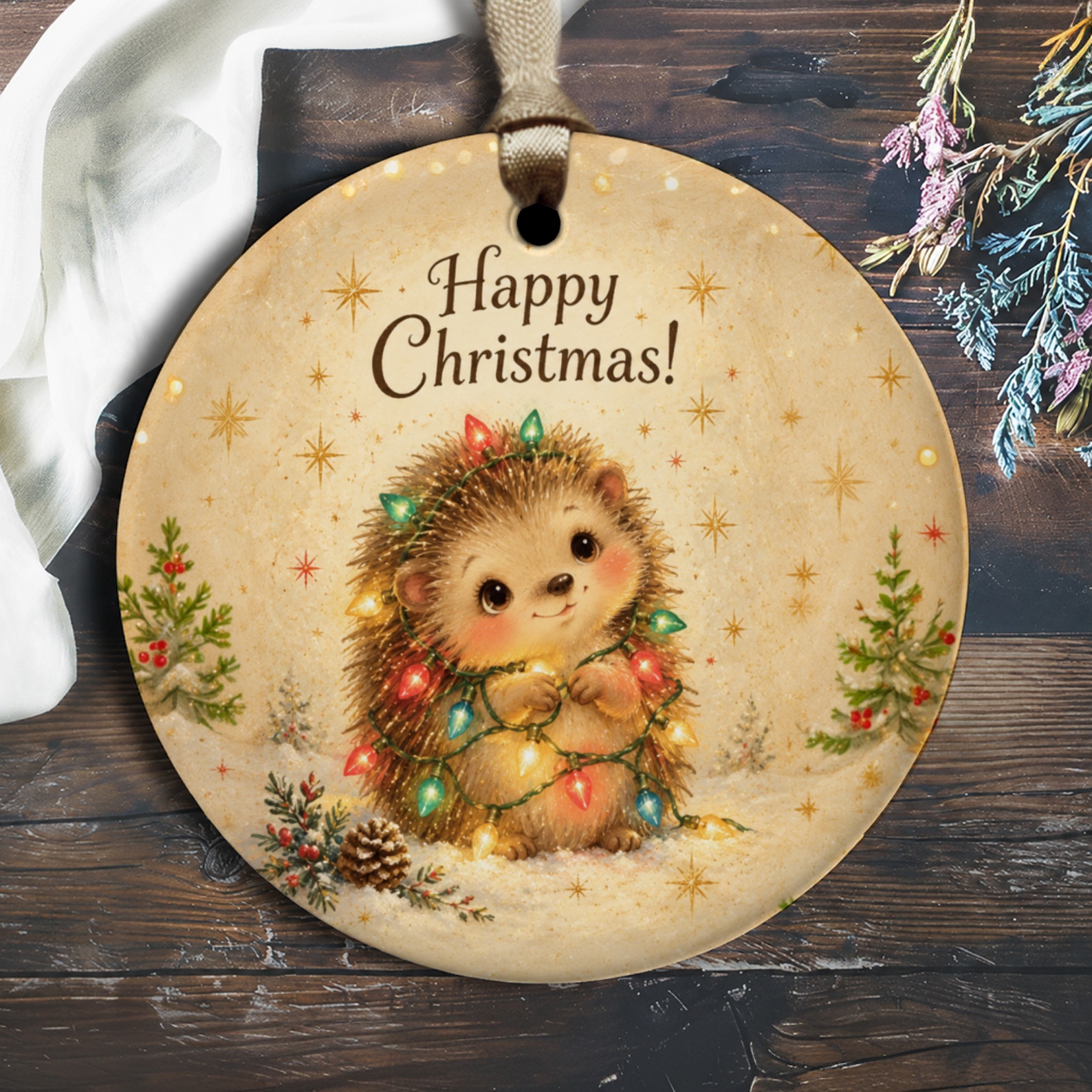 Happy Christmas! Cute Hedgehog Ornament Christmas Tree Decoration Holiday Decor Adorable Animal Ornament Gift For Her O3124