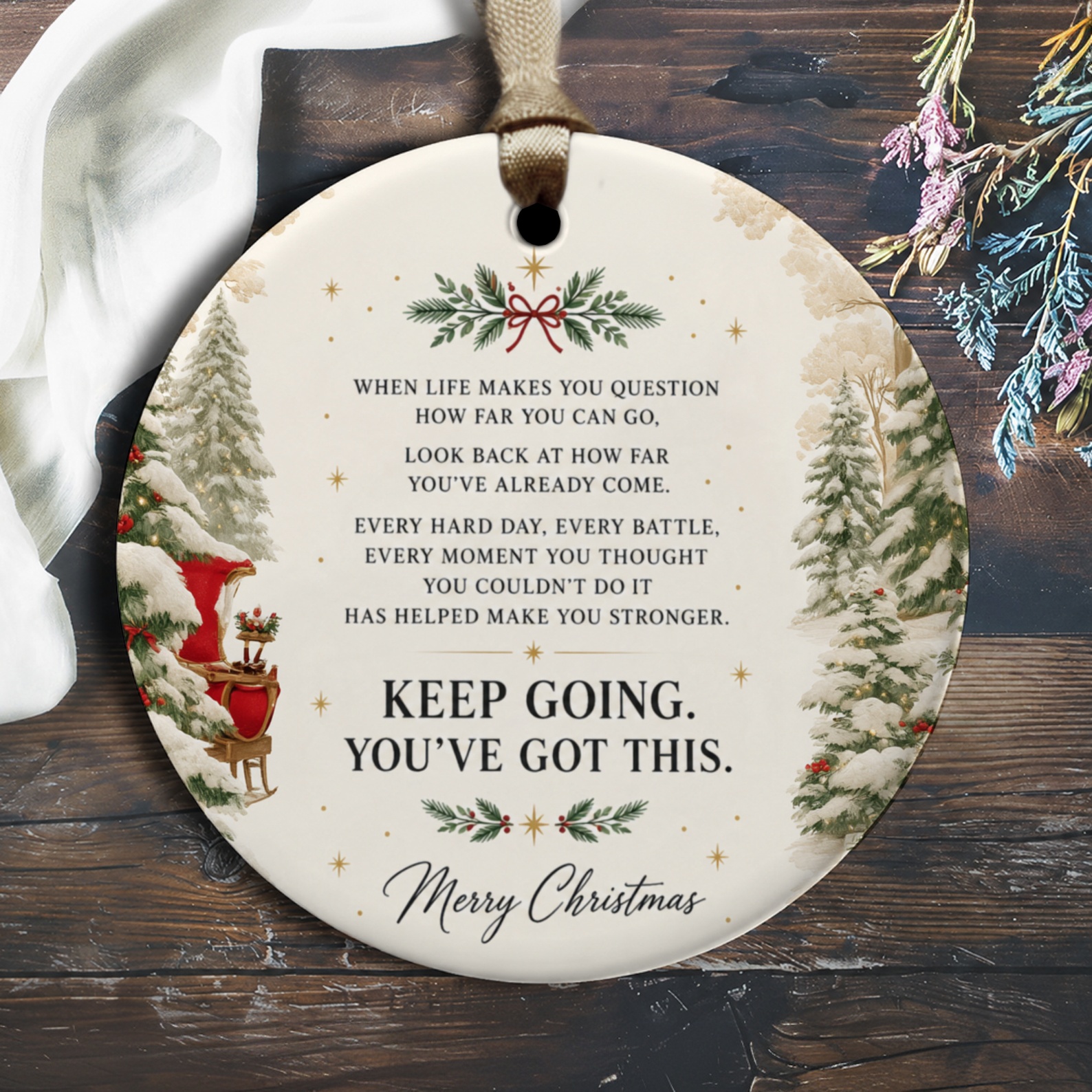 Keep Going You've Got This Merry Christmas Ornament Motivational Holiday Decor Inspirational Gift Festive Tree Decoration O3066