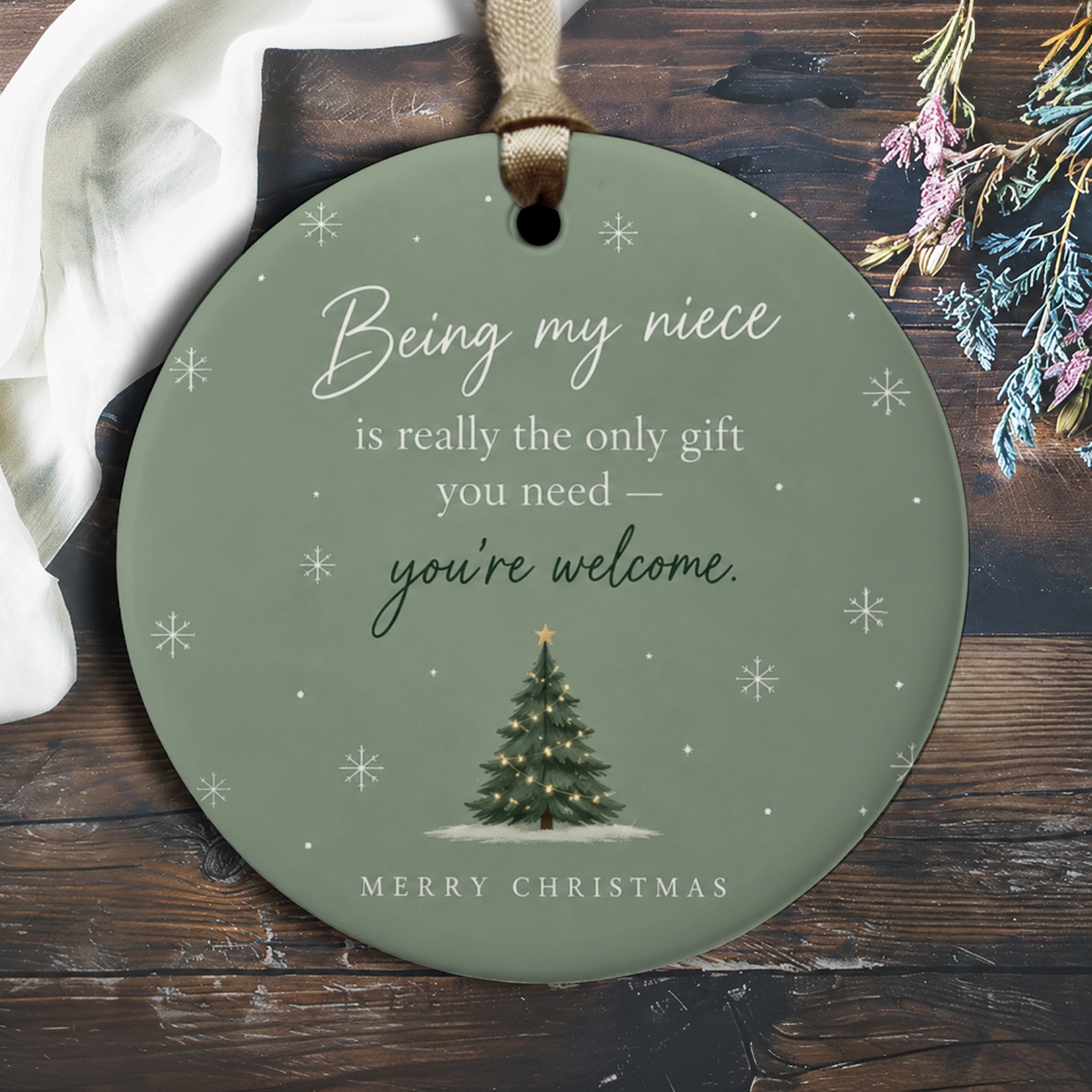 Being My Niece Is Really The Only Gift You Need Christmas Ornament Funny Holiday Decor For Niece Cute Xmas Tree O3071