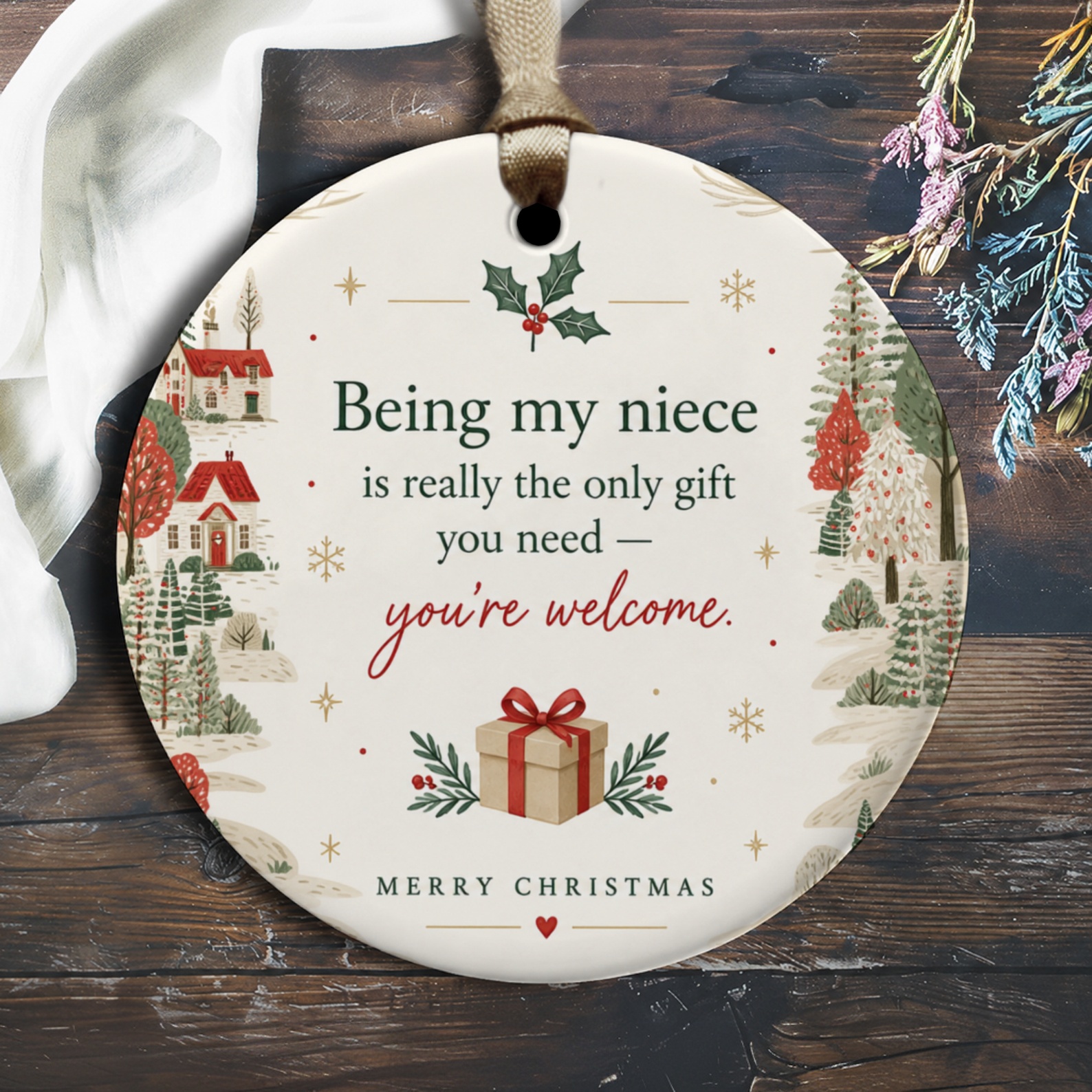 Being My Niece Christmas Ornament Funny Holiday Gift You're Welcome Festive Decoration For Niece Cute Xmas Ornament O3072