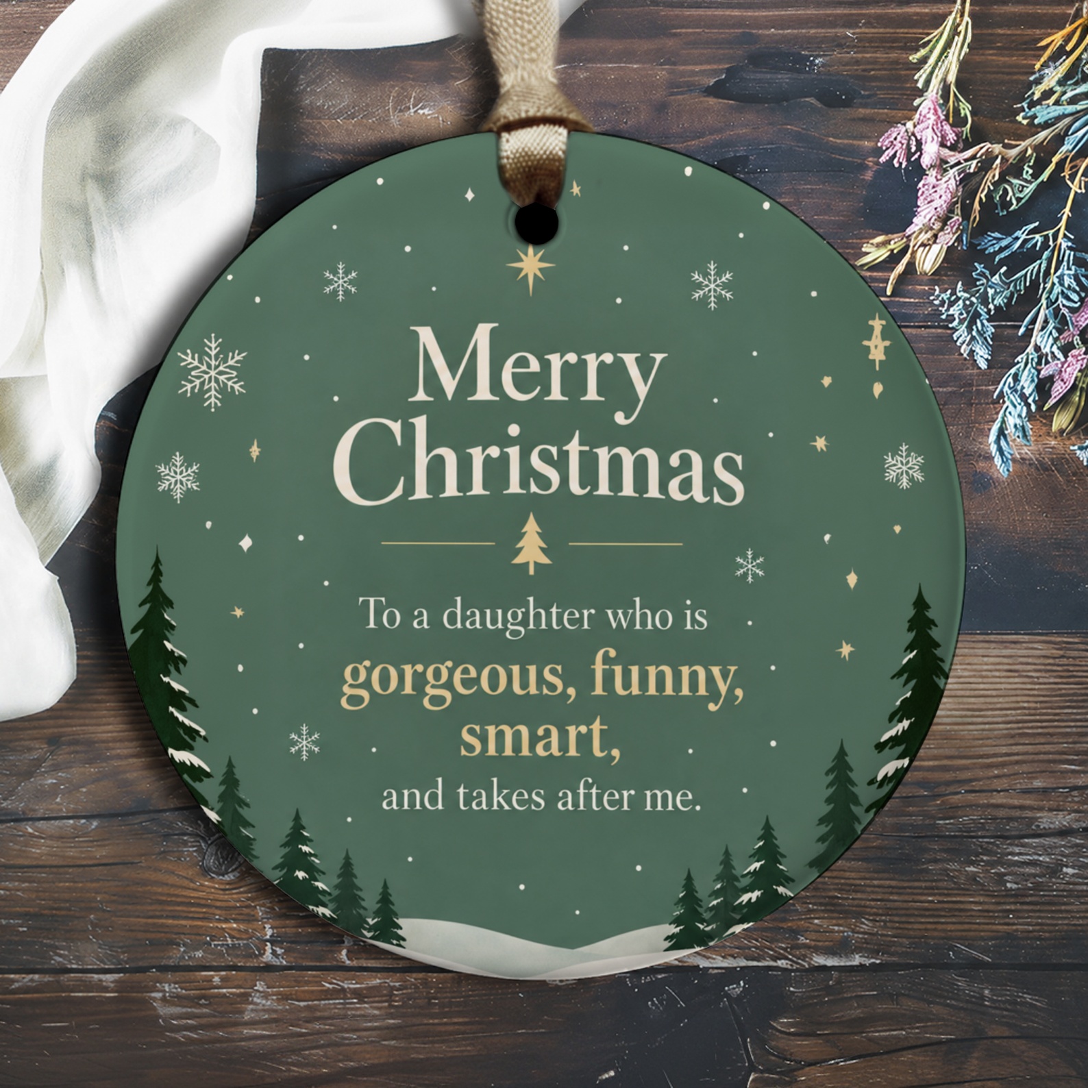 Merry Christmas Daughter Ornament Funny Holiday Decor Gorgeous Smart Gift For Her Christmas Tree Decoration O3084
