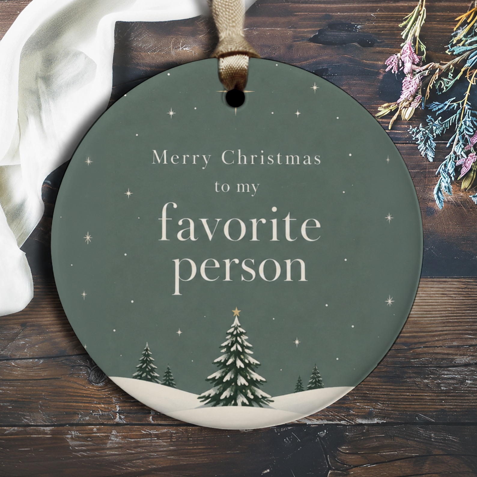 Merry Christmas To My Favorite Person Ornament Holiday Decoration Christmas Tree Starry Night Gift For Loved One O3086