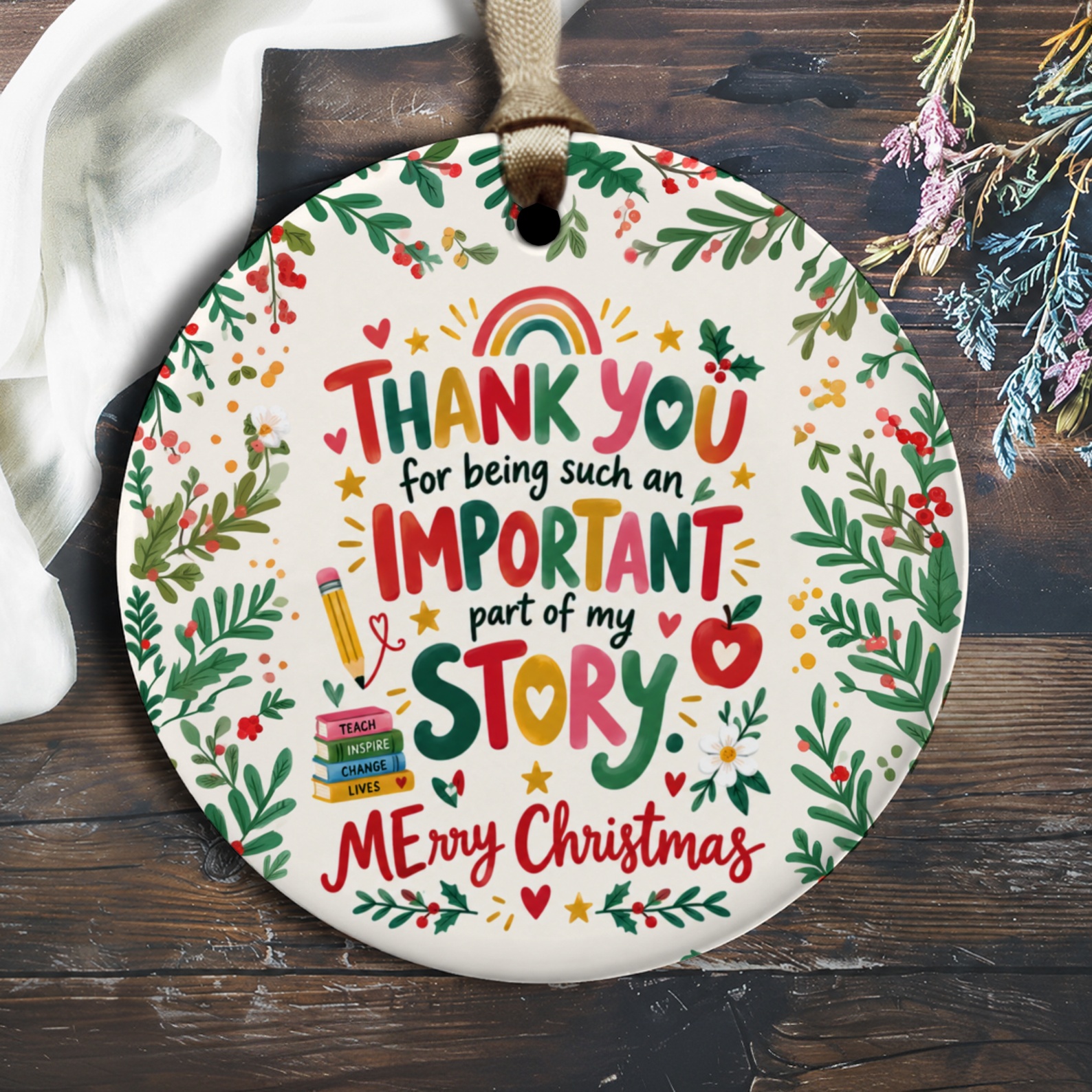 Thank You For Being Such An Important Part Of My Story Merry Christmas Ornament Festive Holiday Decor Gift O3110