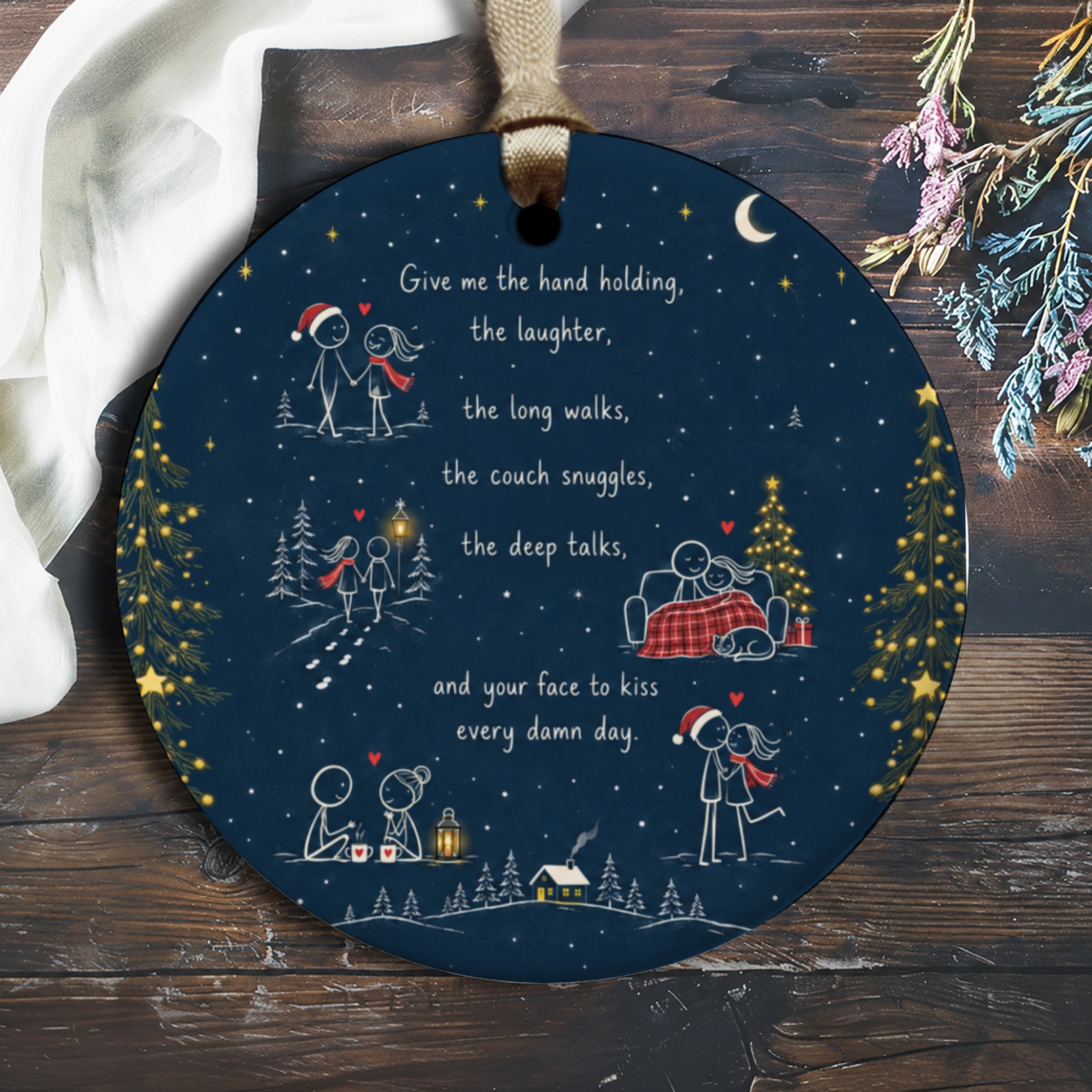 Give Me The Hand Holding Romantic Christmas Ornament Winter Couple Love Decoration Cute Holiday Gift O3115