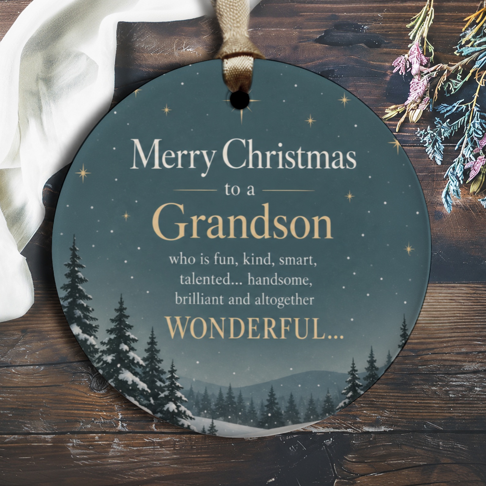 Merry Christmas To A Grandson Wonderful Ornament Holiday Decoration Festive Christmas Tree Ornament Gift For Grandson O3129