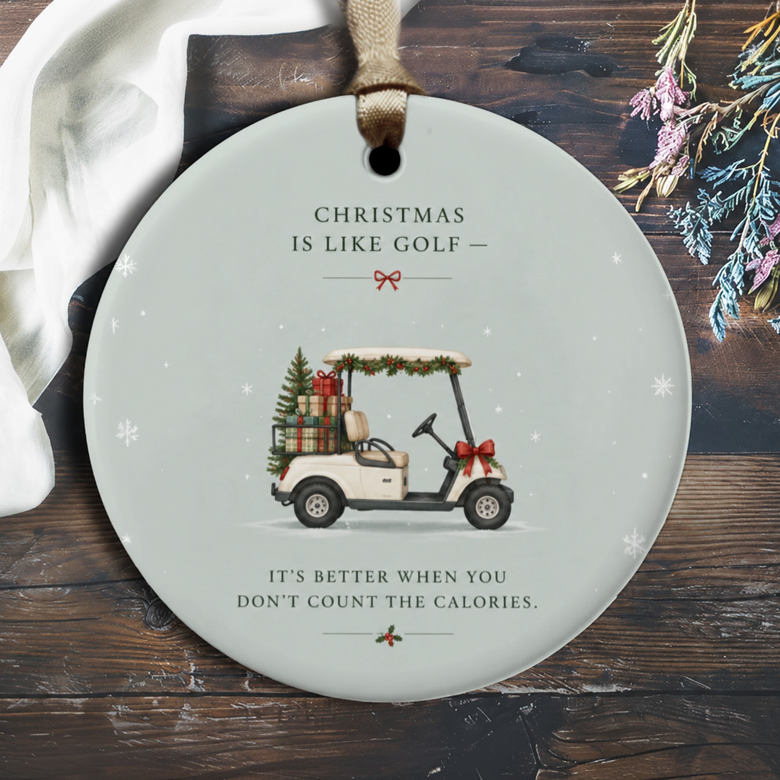 Christmas Is Like Golf — Funny Christmas Ornament Golf Cart Holiday Decor Gift For Golfer Cute Xmas Tree Present O3150
