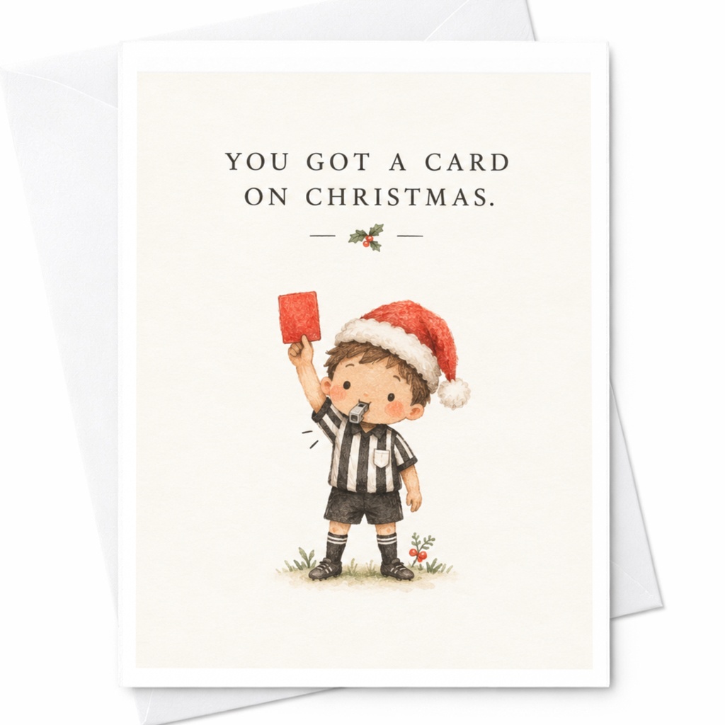 You Got A Card On Christmas Funny Christmas Card Referee Santa Hat Cute Holiday Greeting Card For Soccer Fans C7460