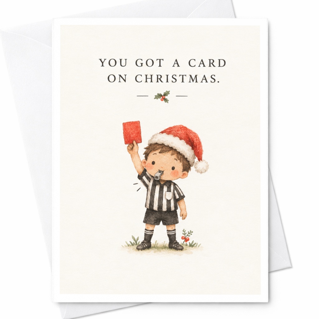 You Got A Card On Christmas Funny Christmas Card Referee Santa Hat Holiday Greeting Card For Soccer Fan Xmas Card C7461